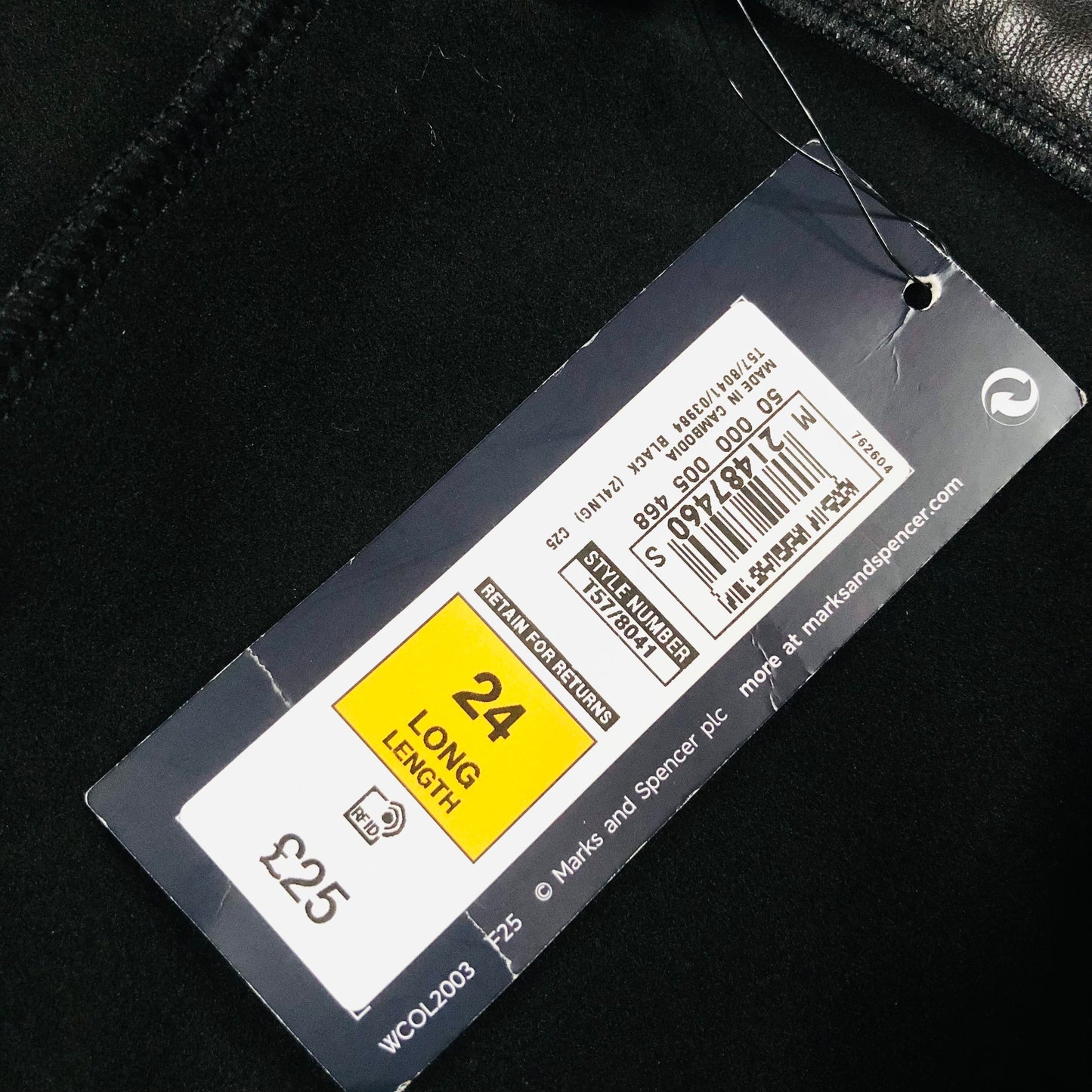 M&S Collection Black Faux Leather High Waisted Leggings Trousers Size 24 Long