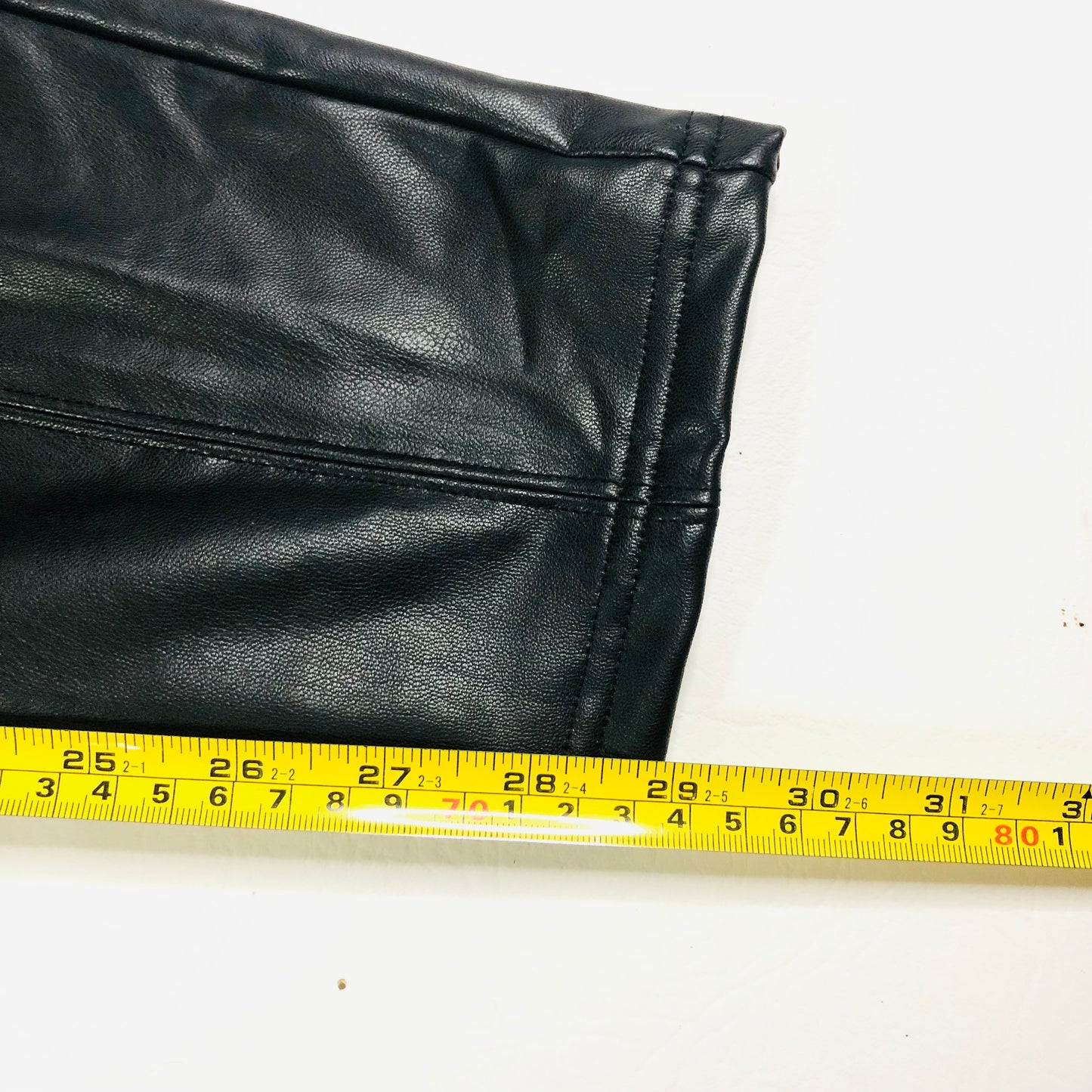 M&S Collection Black Faux Leather High Waisted Leggings Trousers Size 24 Long