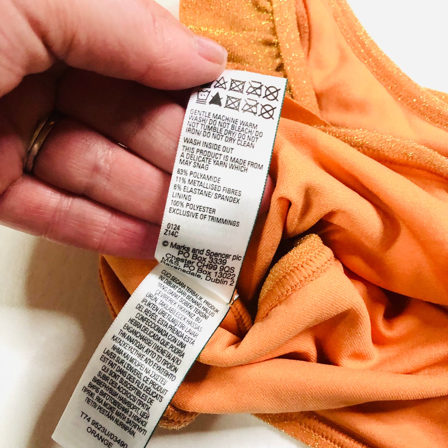 M&S Girls Orange Sparkle Frill Ruffle Bikini Swimwear 2 Piece Age 11-12 Years NEW