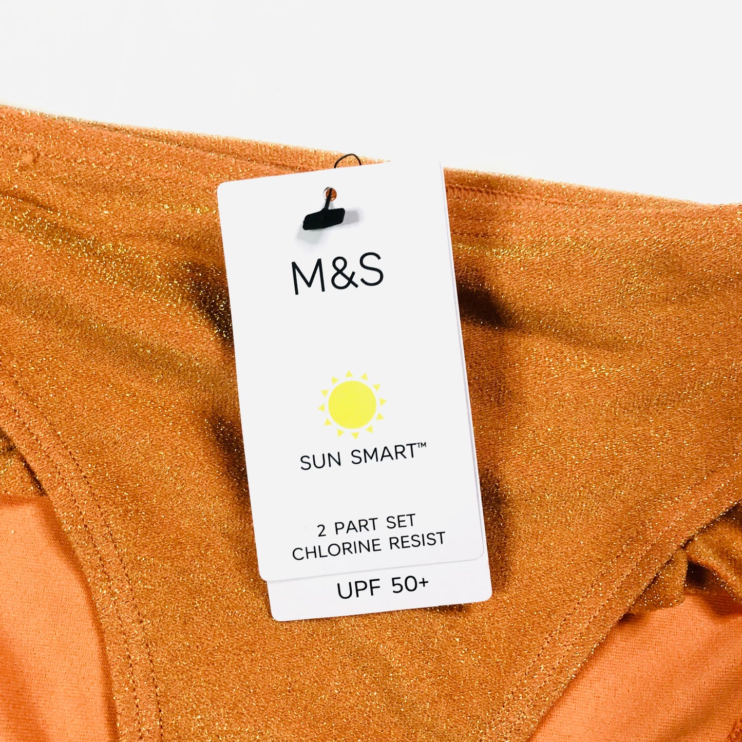 M&S Girls Orange Sparkle Frill Ruffle Bikini Swimwear 2 Piece Age 11-12 Years NEW
