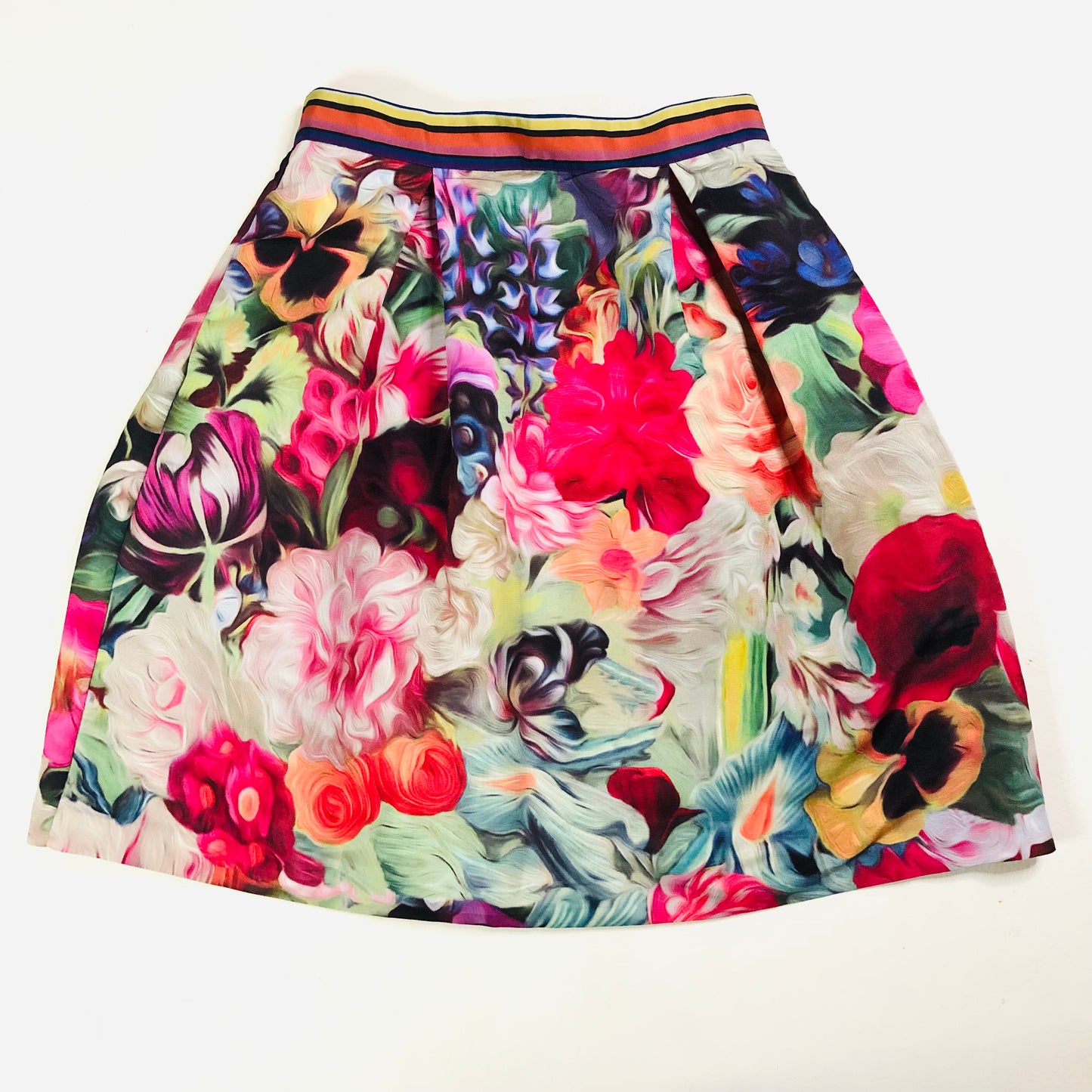 Ted Baker Kaideen Multi Coloured Floral Summer A-Line Mini Skirt Size 0 (6/8)
