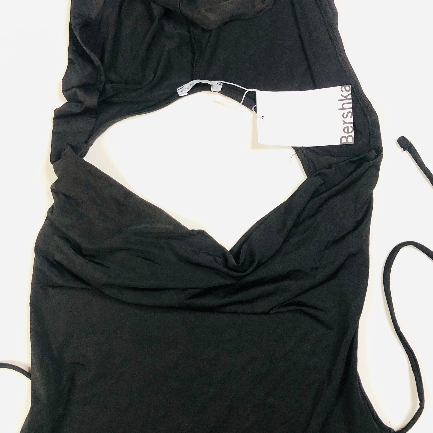 Bershka Black Backless Hooded Cowl Neck Bodysuit Festival Summer Size Small NEW