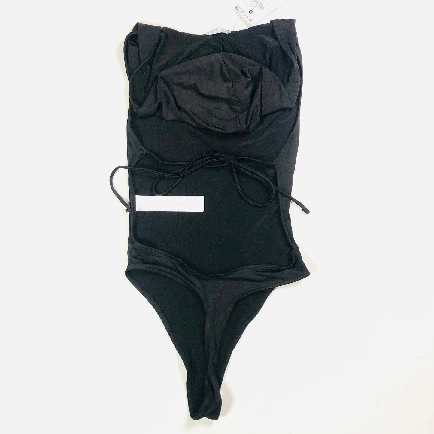 Bershka Black Backless Hooded Cowl Neck Bodysuit Festival Summer Size Small NEW