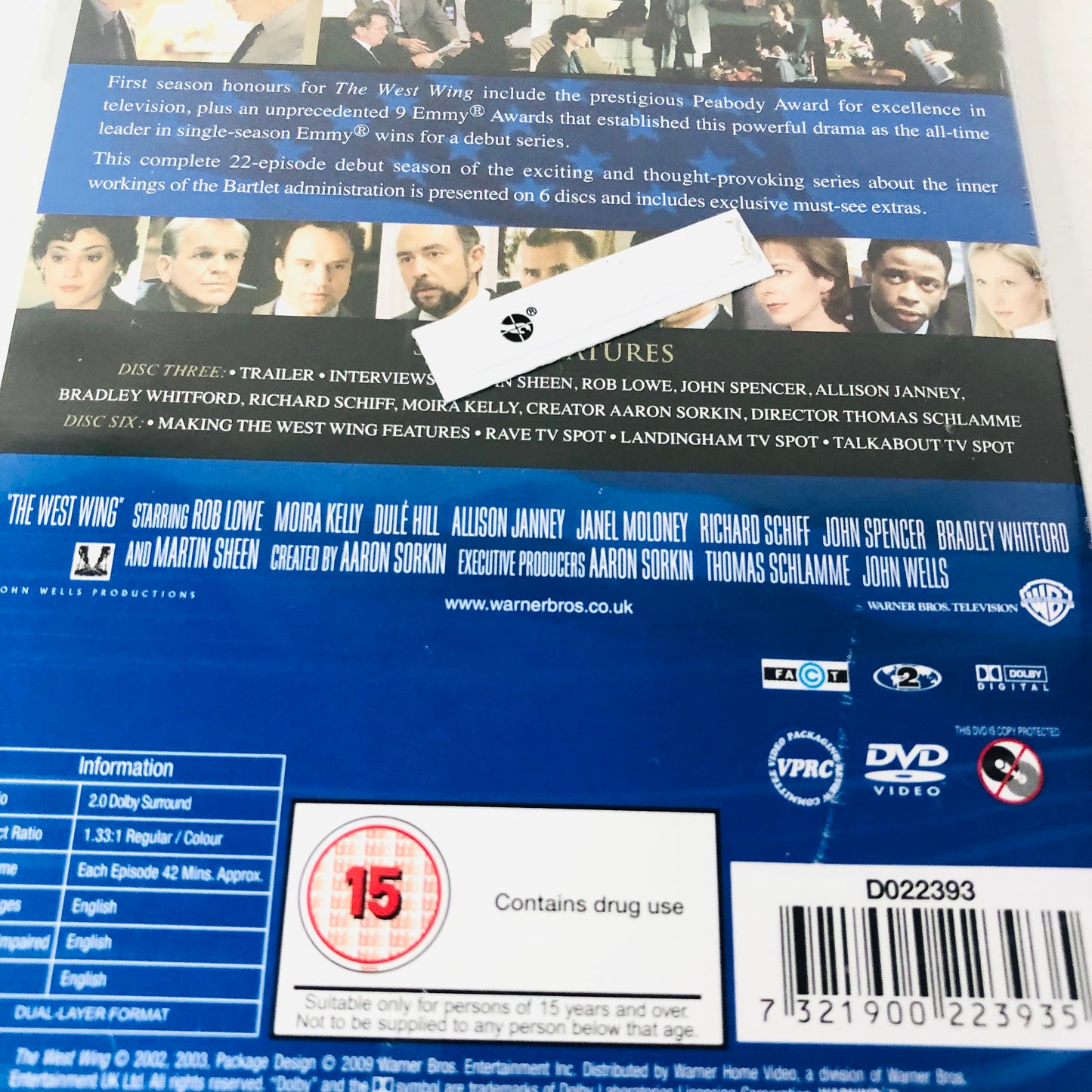 The West Wing - Complete Season Series 1 (Box Set) (DVD, 2002) Region 2 - NEW