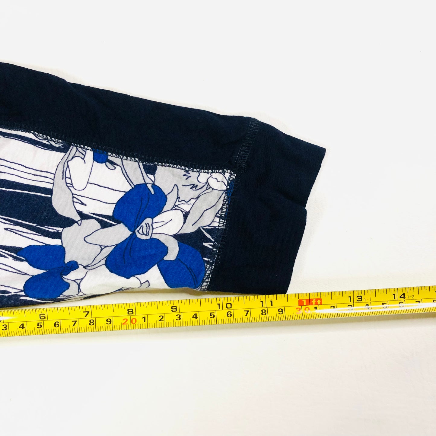 Roman Blue Floral Print Batwing Sleeve Stretch Jersey Top Size 18
