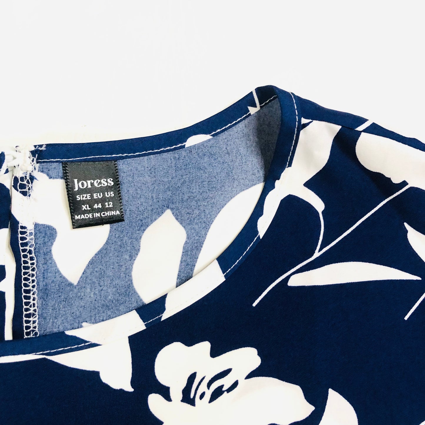 Joress Navy White Floral Cold Shoulder Bow Detail Blouse Top Size XL UK 16