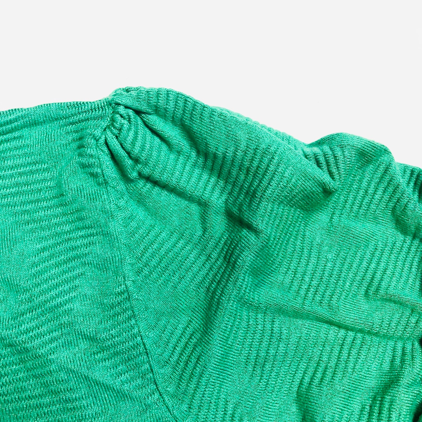 Marks & Spencer Green Textured Crew Neck Blouson Sleeve Jumper Size XL (16)