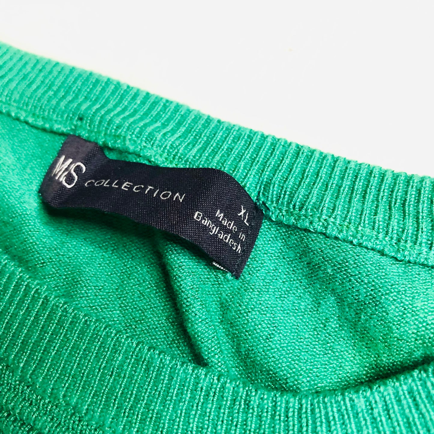 Marks & Spencer Green Textured Crew Neck Blouson Sleeve Jumper Size XL (16)
