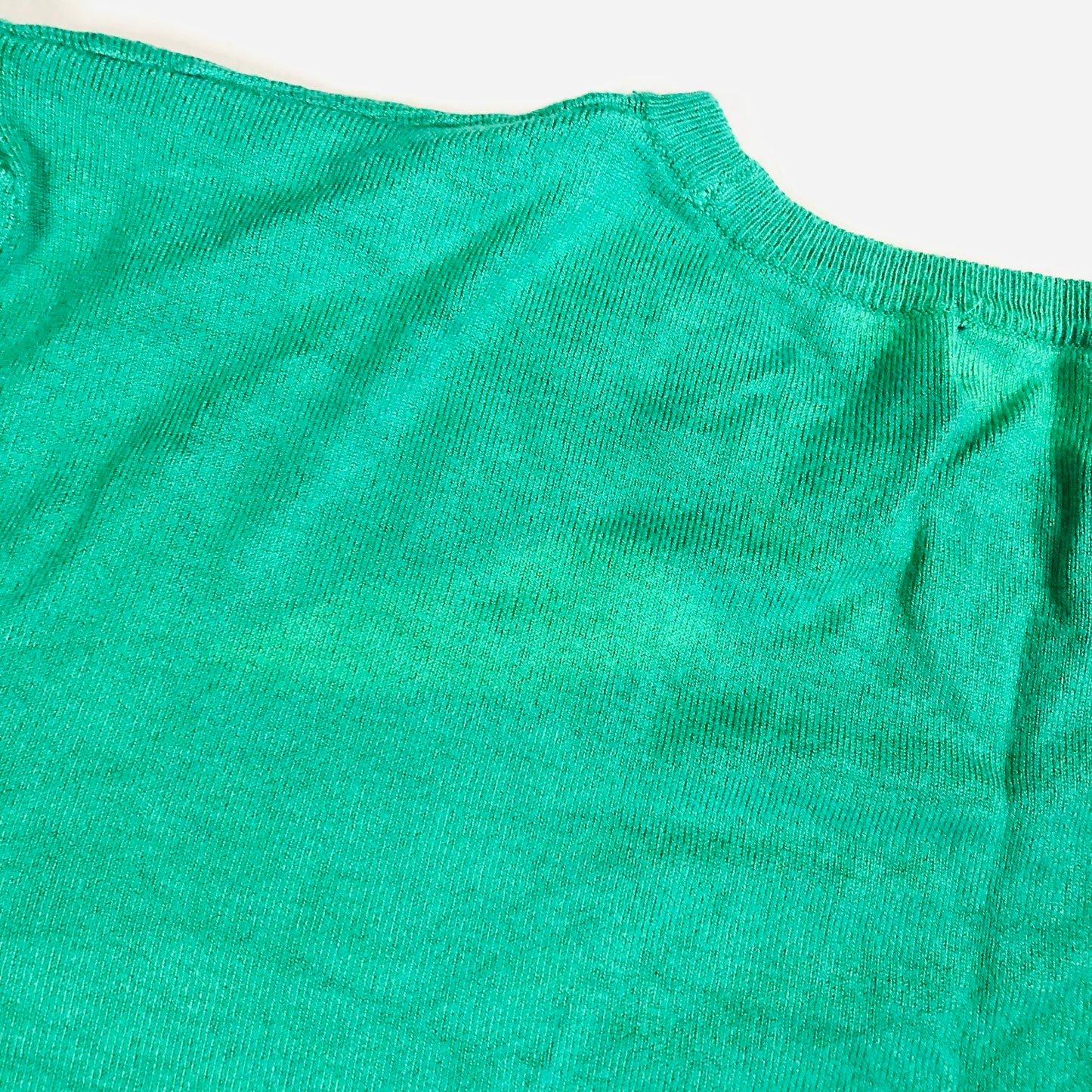 Marks & Spencer Green Textured Crew Neck Blouson Sleeve Jumper Size XL (16)