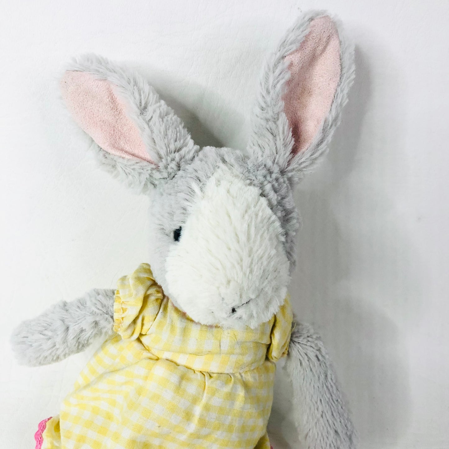 Laura Ashley Grey Bunny Rabbit Soft Toy In Yellow Gingham Dress