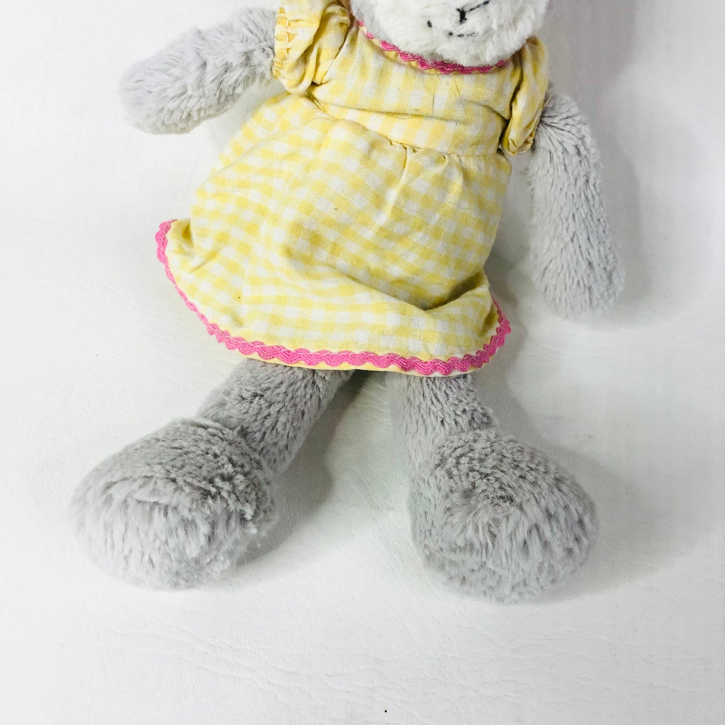 Laura Ashley Grey Bunny Rabbit Soft Toy In Yellow Gingham Dress