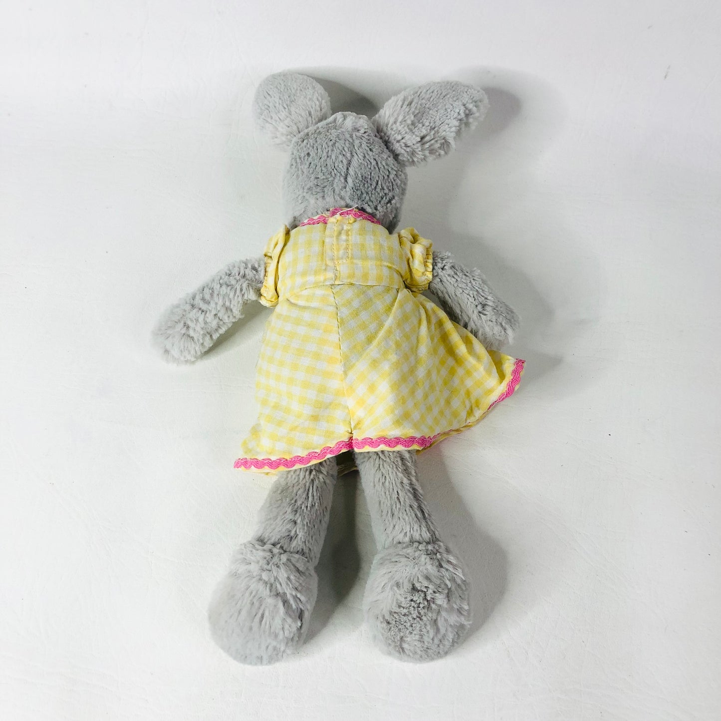 Laura Ashley Grey Bunny Rabbit Soft Toy In Yellow Gingham Dress