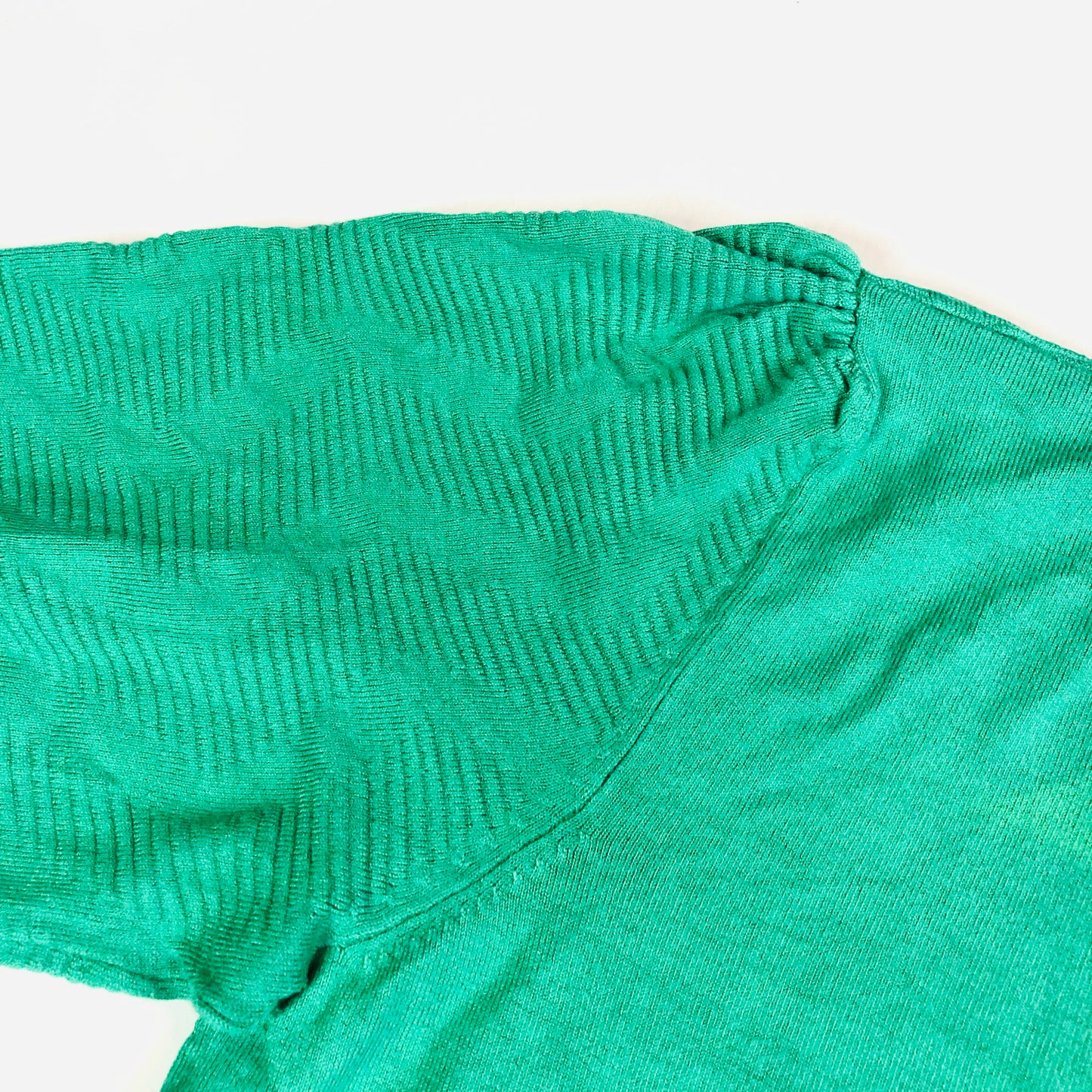 Marks & Spencer Green Textured Crew Neck Blouson Sleeve Jumper Size XL (16)