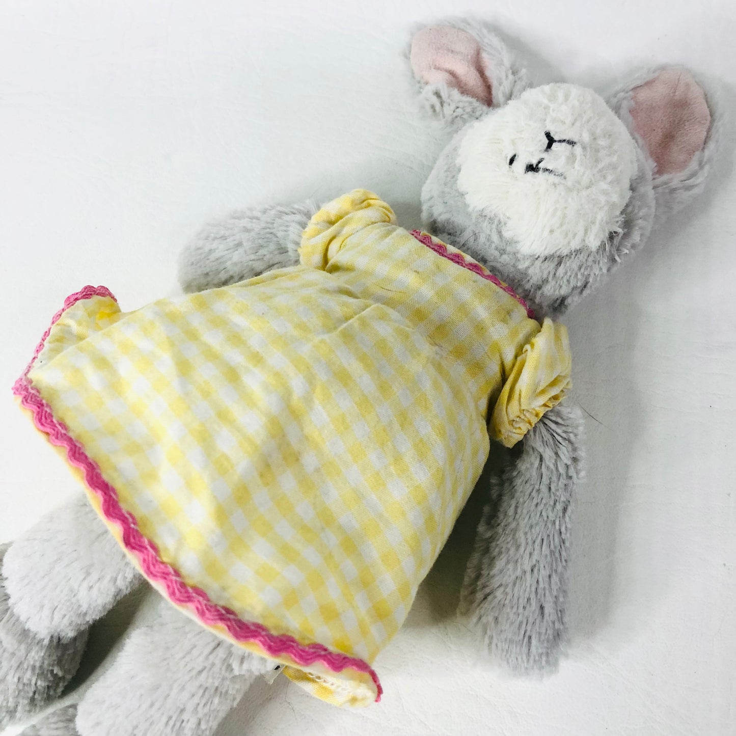 Laura Ashley Grey Bunny Rabbit Soft Toy In Yellow Gingham Dress