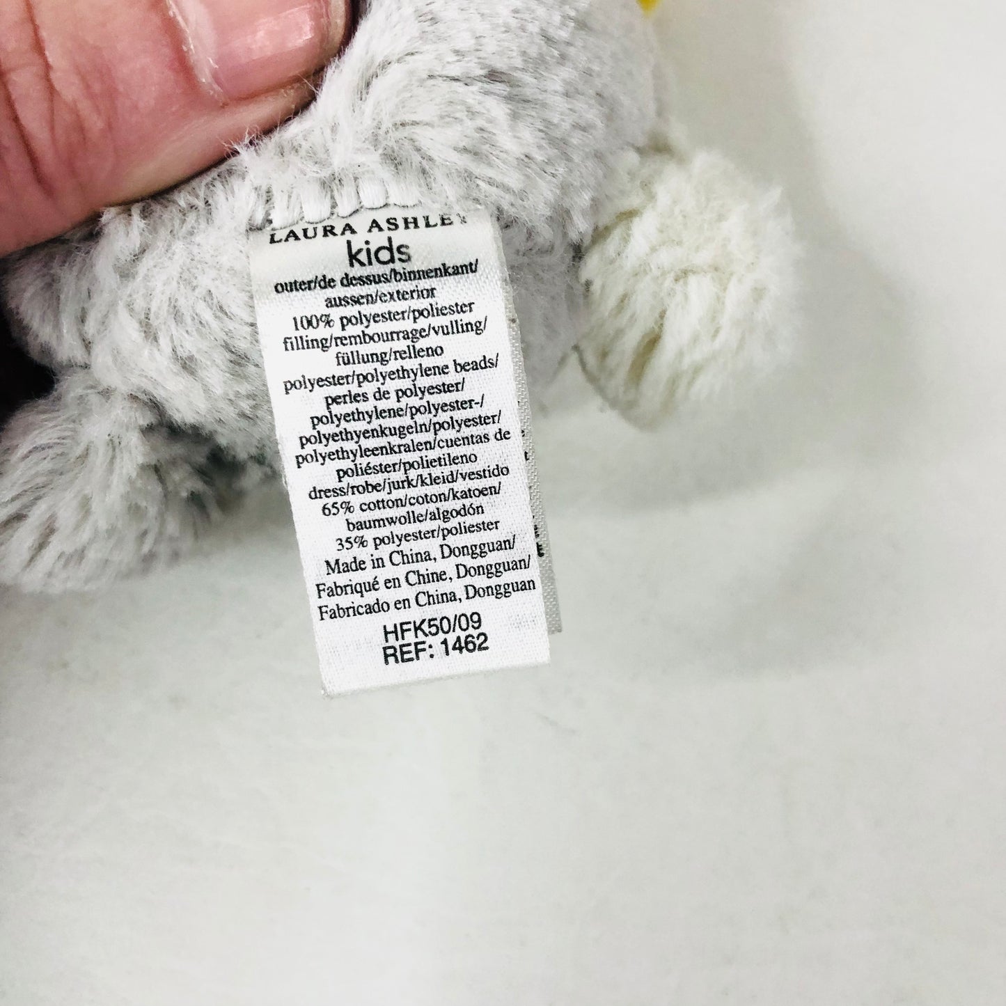 Laura Ashley Grey Bunny Rabbit Soft Toy In Yellow Gingham Dress