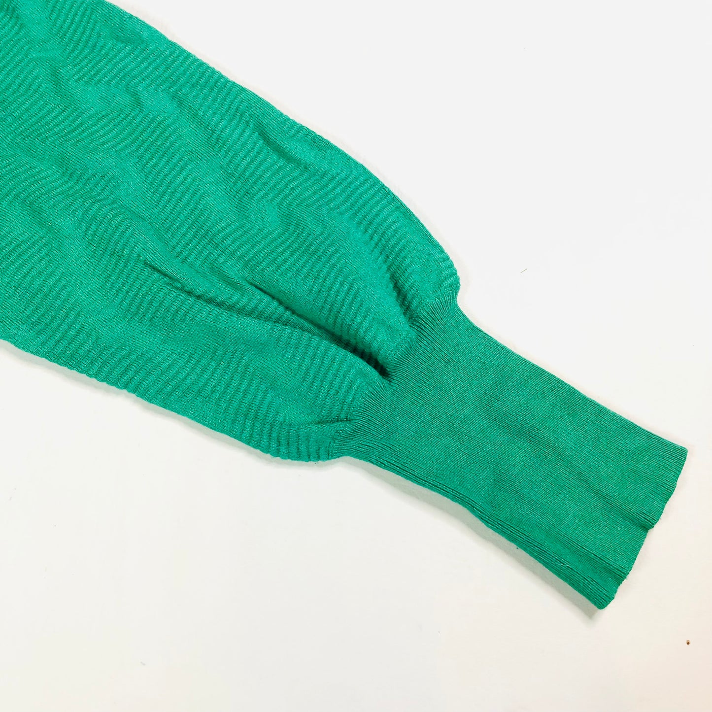 Marks & Spencer Green Textured Crew Neck Blouson Sleeve Jumper Size XL (16)