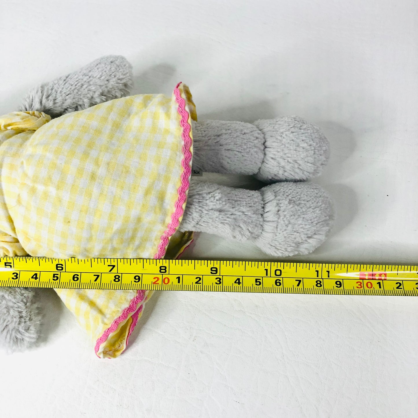 Laura Ashley Grey Bunny Rabbit Soft Toy In Yellow Gingham Dress