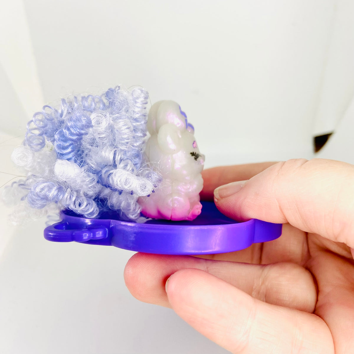 Mattel | Cloudees | Mini Figure | Purple Curly Hair | Snowflake Pet with Cloud Stand