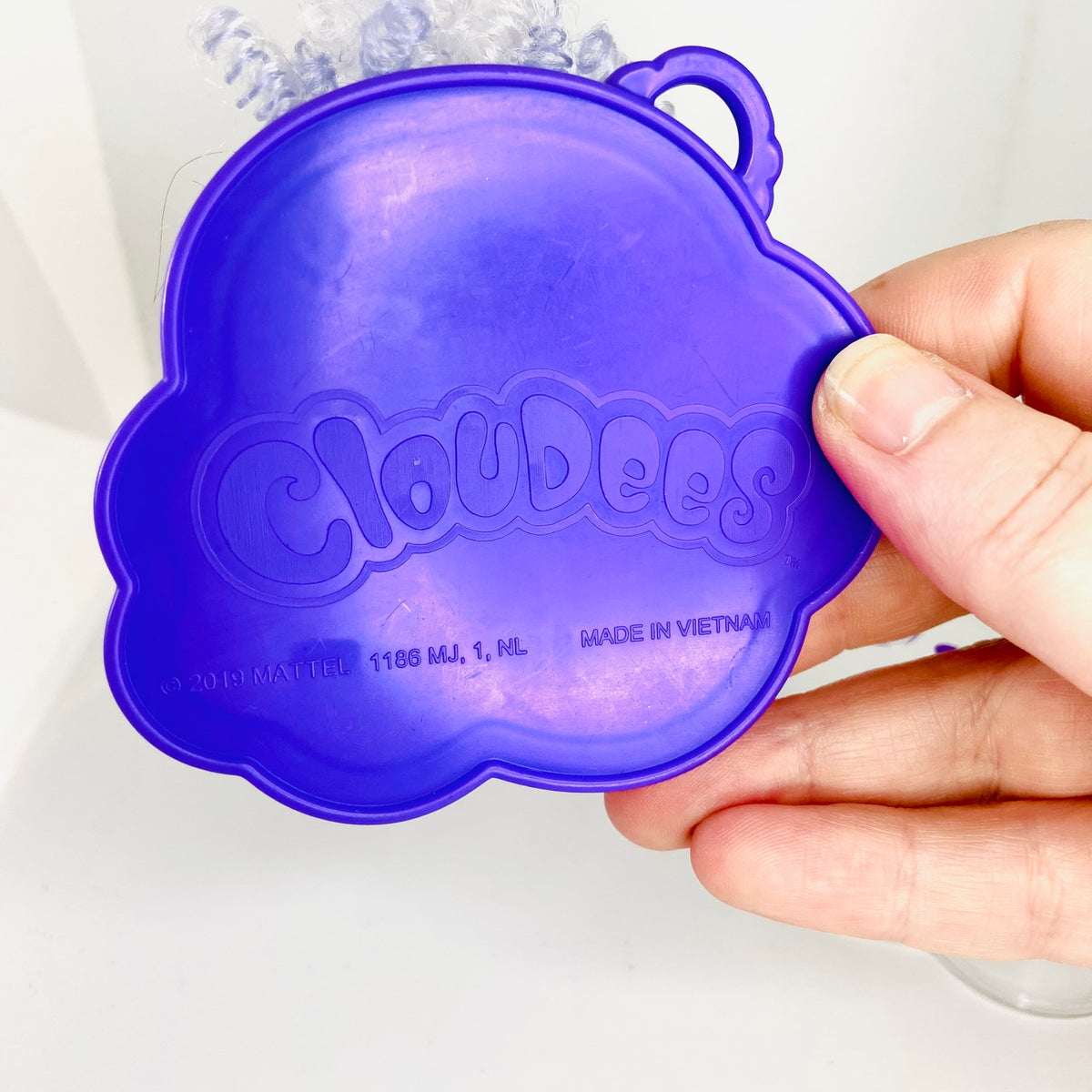 Mattel | Cloudees | Mini Figure | Purple Curly Hair | Snowflake Pet with Cloud Stand