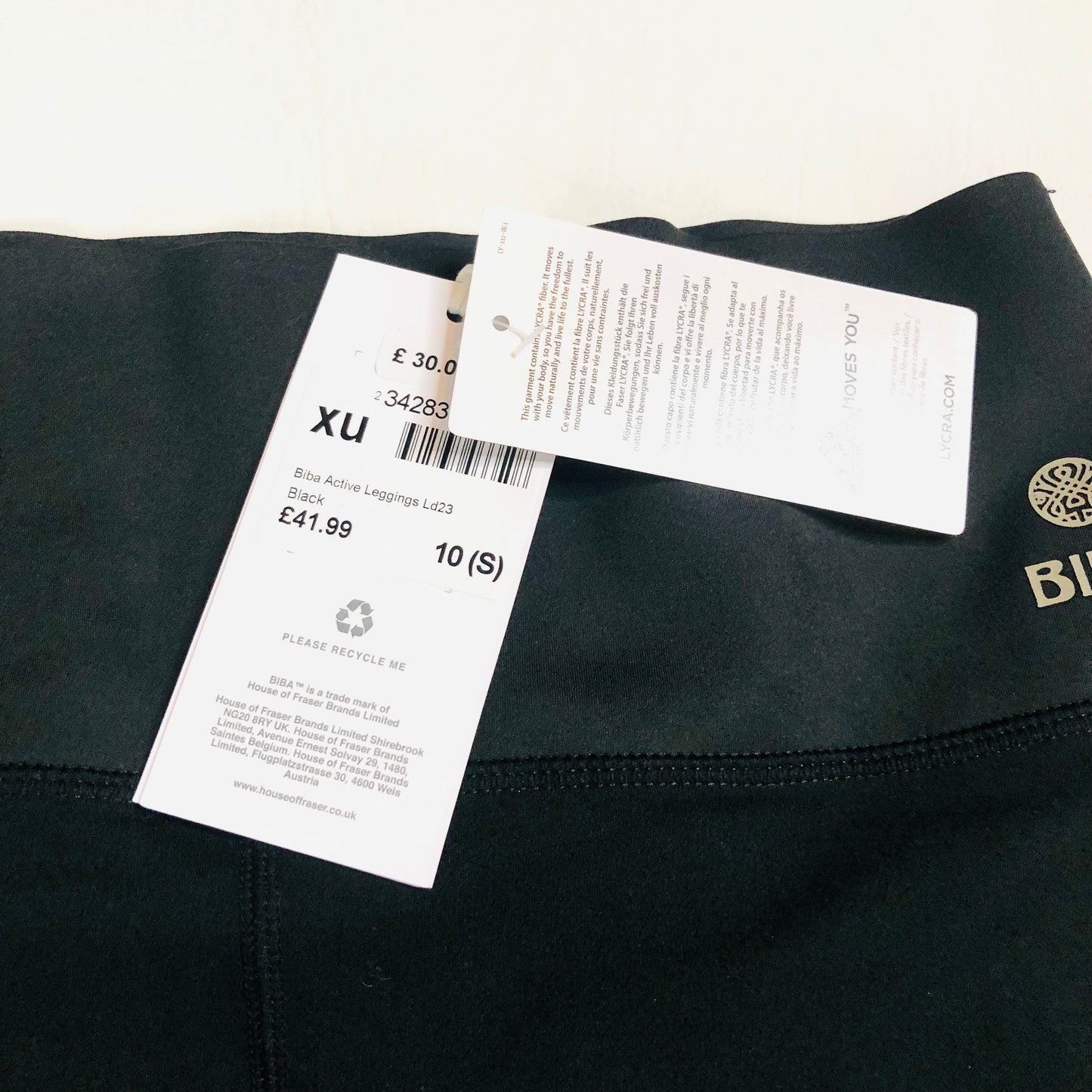 Biba Active High Waisted Black Gym Sports Leggings Size 10 (S) NEW RRP £41