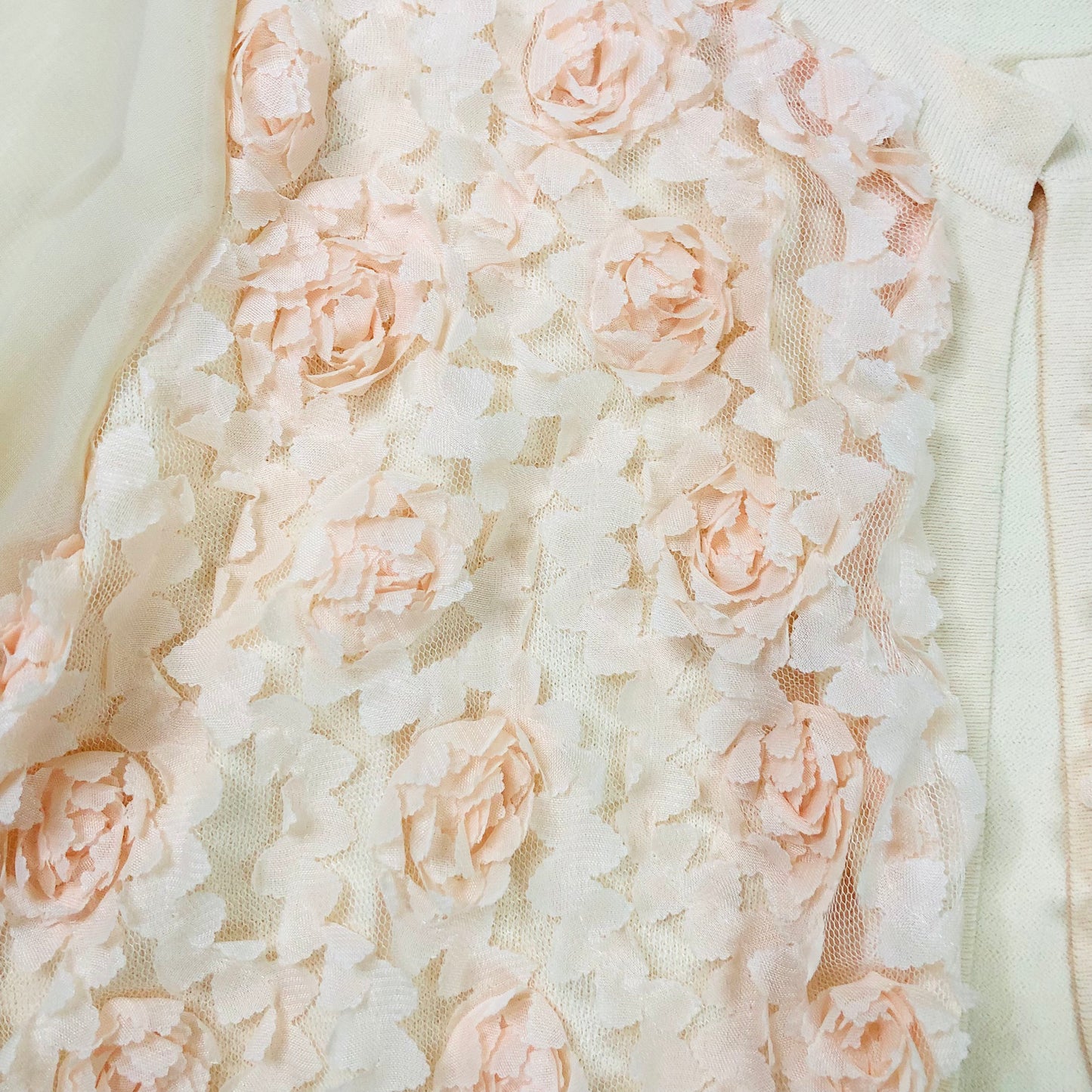 Molly Bracken Designer Peach Chiffon Floral Applique Bolero Cardigan Size 8/10