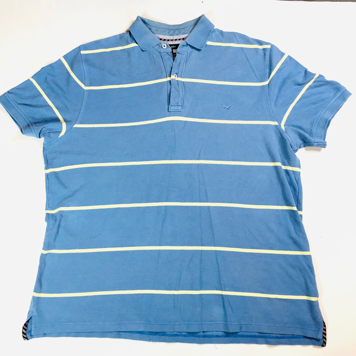 Wolsey Light Blue & Yellow Stripe Premium Cotton Polo Shirt T-Shirt Size XXL