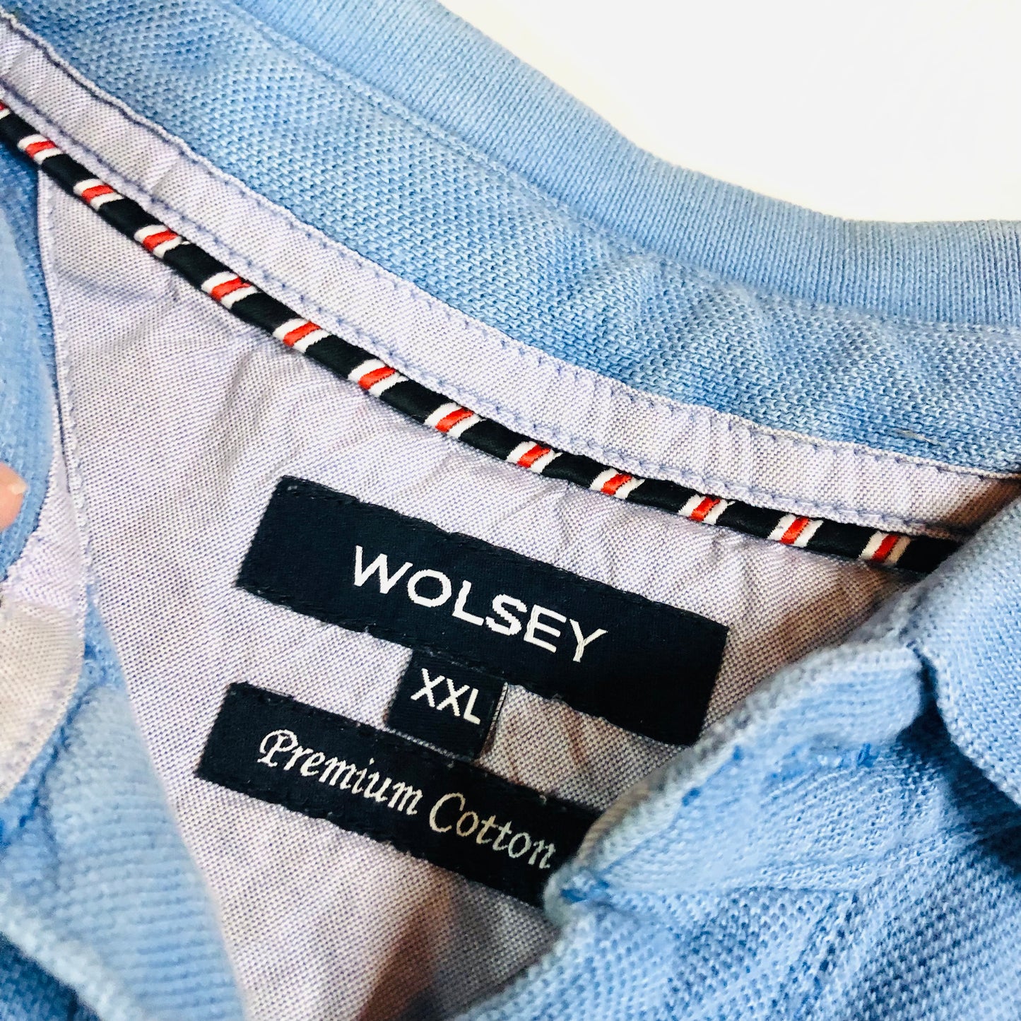 Wolsey Light Blue & Yellow Stripe Premium Cotton Polo Shirt T-Shirt Size XXL