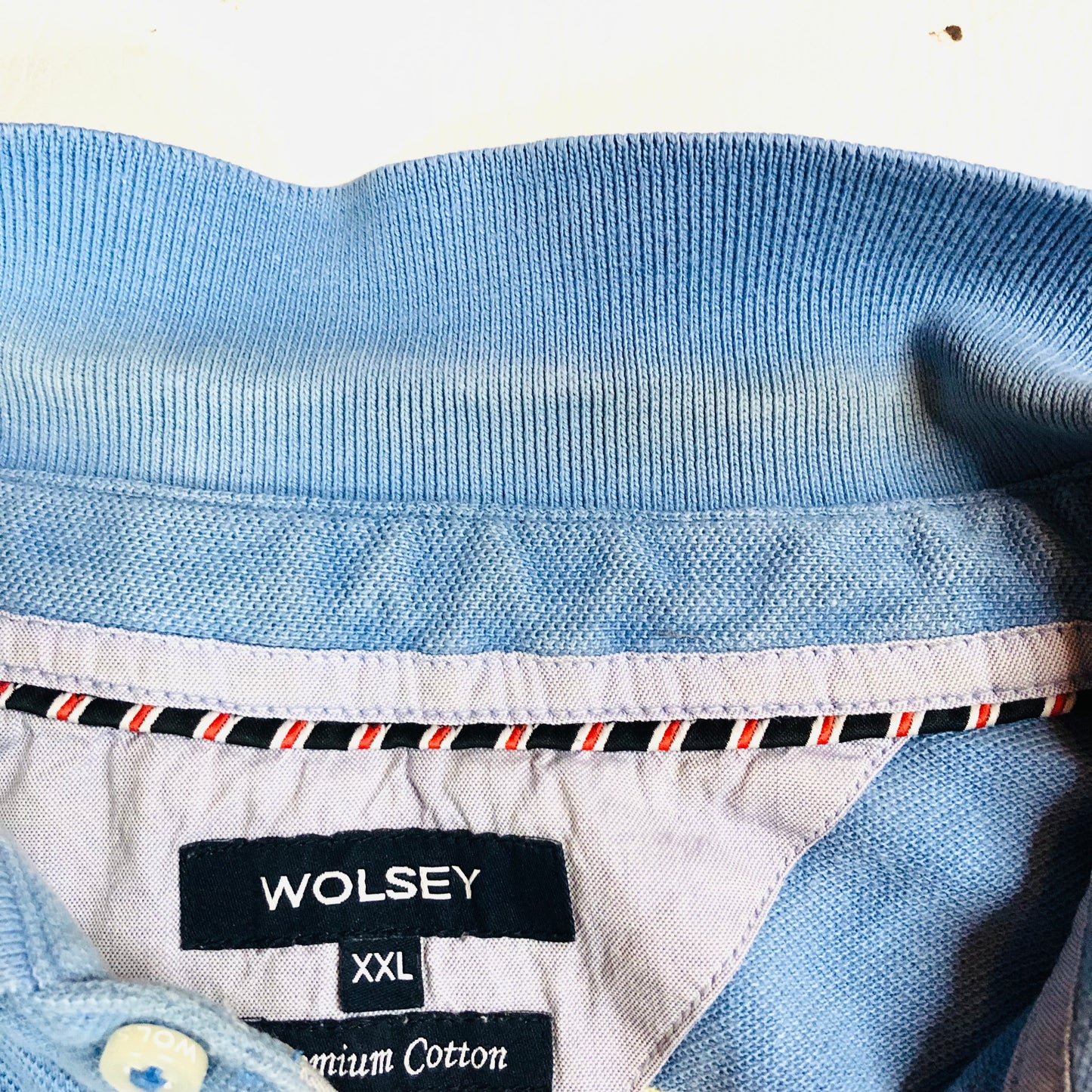 Wolsey Light Blue & Yellow Stripe Premium Cotton Polo Shirt T-Shirt Size XXL