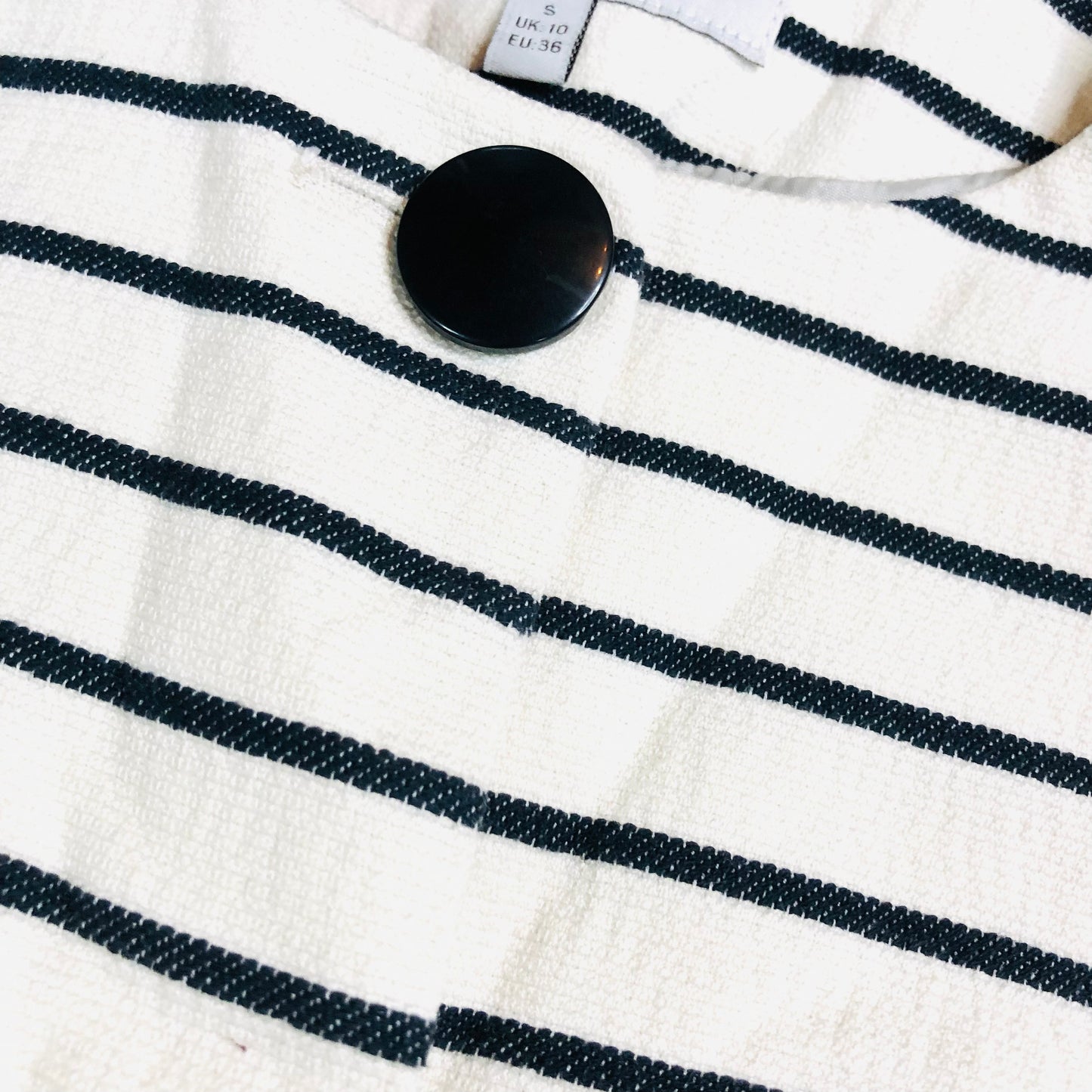 Kew 159 Monochrome Thin Striped Coat Dress – Chic Parisian Style - Size UK 10