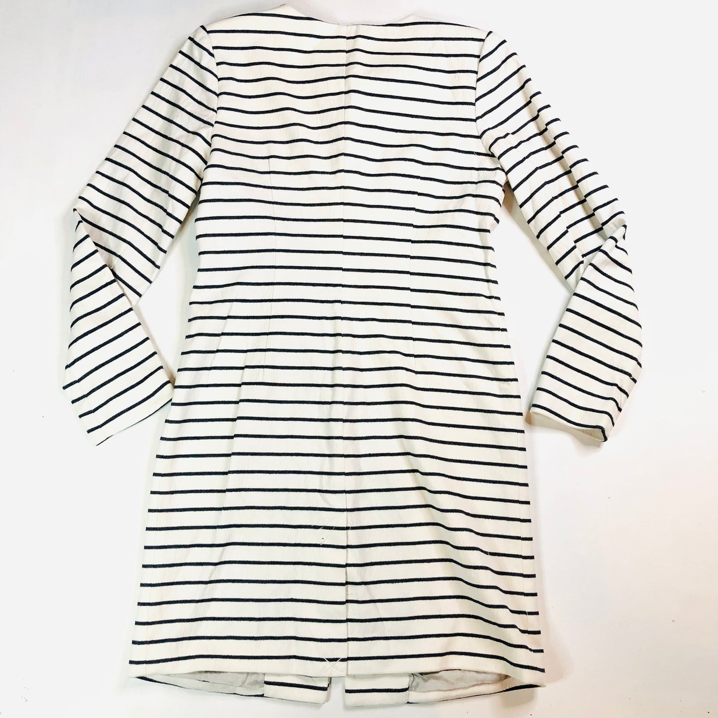 Kew 159 Monochrome Thin Striped Coat Dress – Chic Parisian Style - Size UK 10