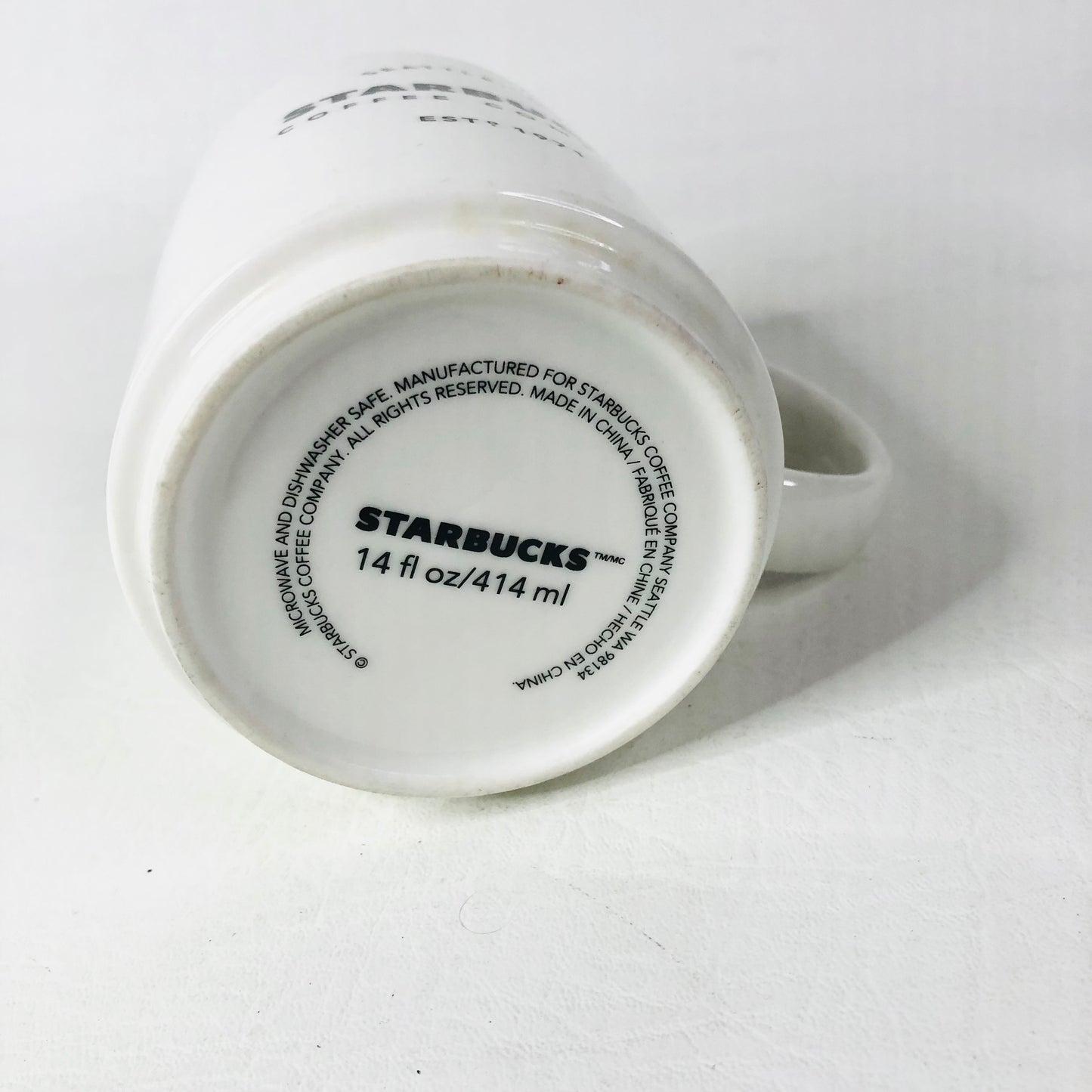 Starbucks Mug Coffee Company Seattle WA Est 1971 2018 14 Oz Stackable Cup