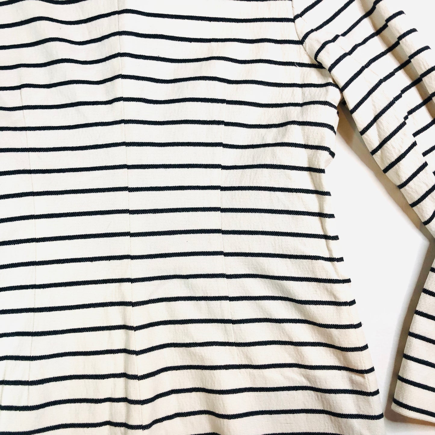 Kew 159 Monochrome Thin Striped Coat Dress – Chic Parisian Style - Size UK 10