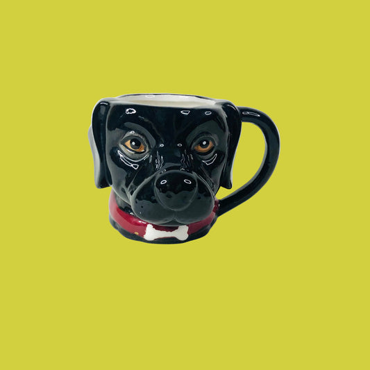 Black Labrador Dog With Red Collar Shaped Ceramic Mug Hand-Painted 3D Puppy Coffee Cup