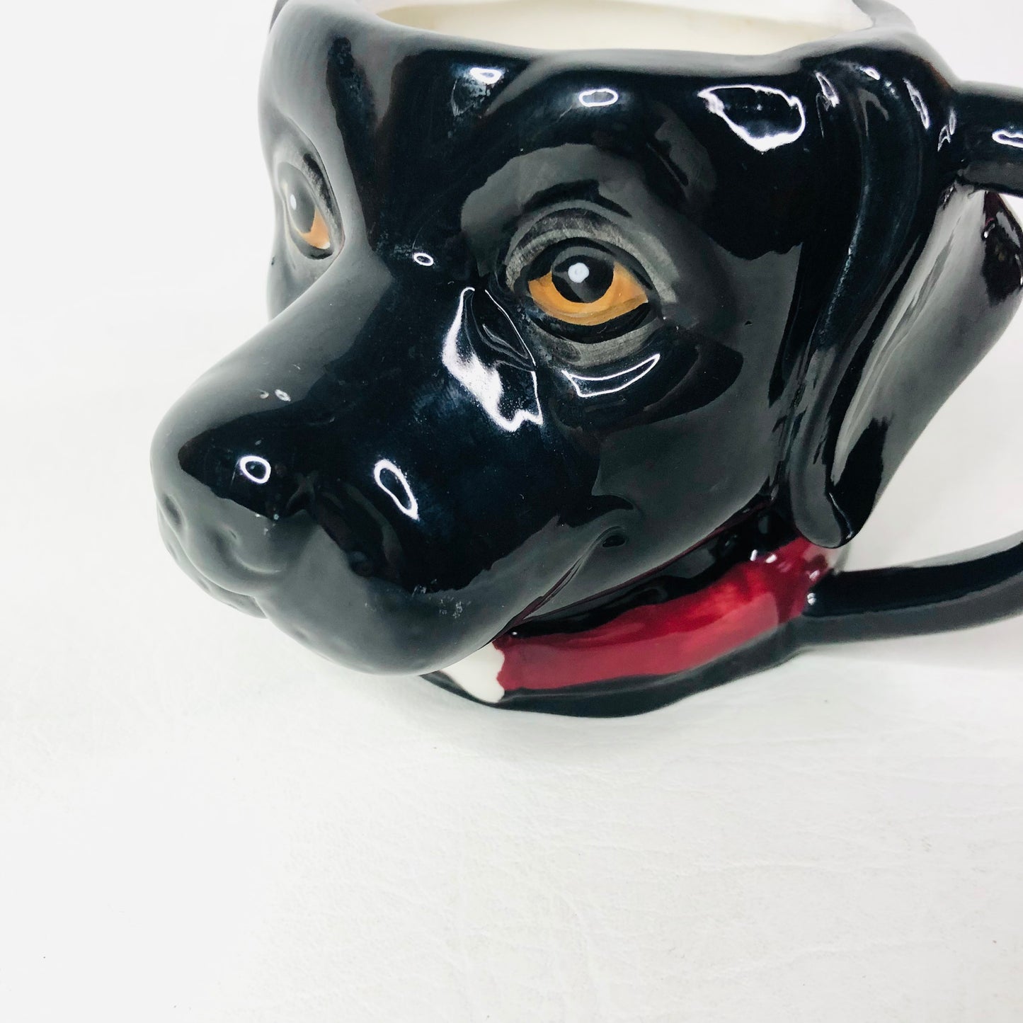 Black Labrador Dog With Red Collar Shaped Ceramic Mug Hand-Painted 3D Puppy Coffee Cup