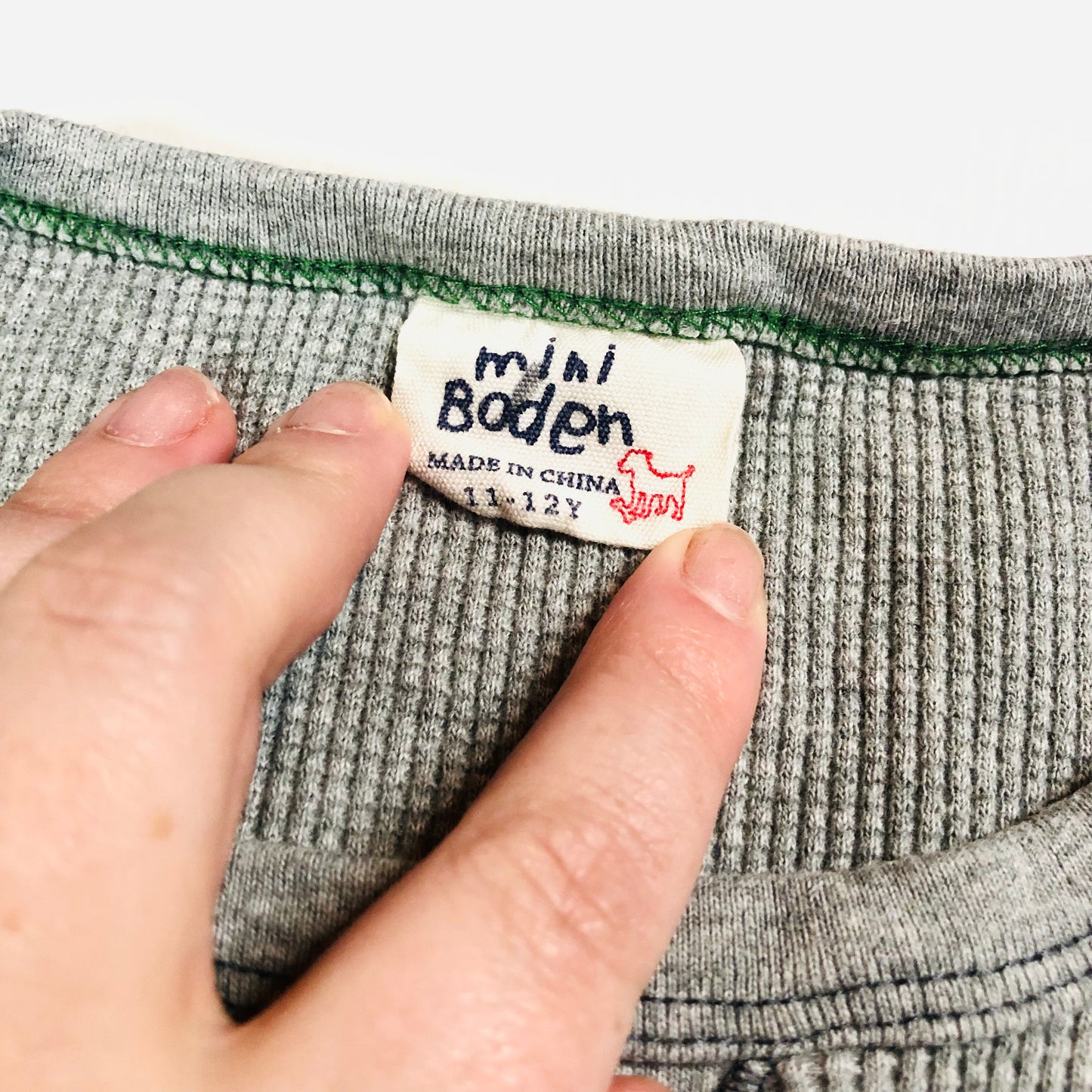 Boden Mini Grey Boys Long Sleeved Waffle Top T-Shirt Age 11-12 Years