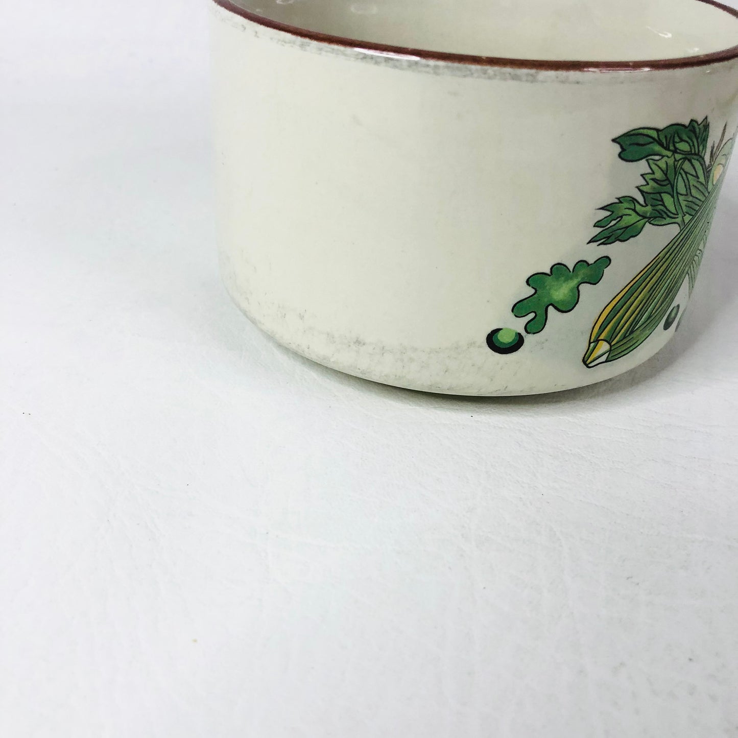 Set of 3 Retro 1970s Soup Cups Bowls Garden Vegetable Motif Brown Trim Esso/Shell Promotion