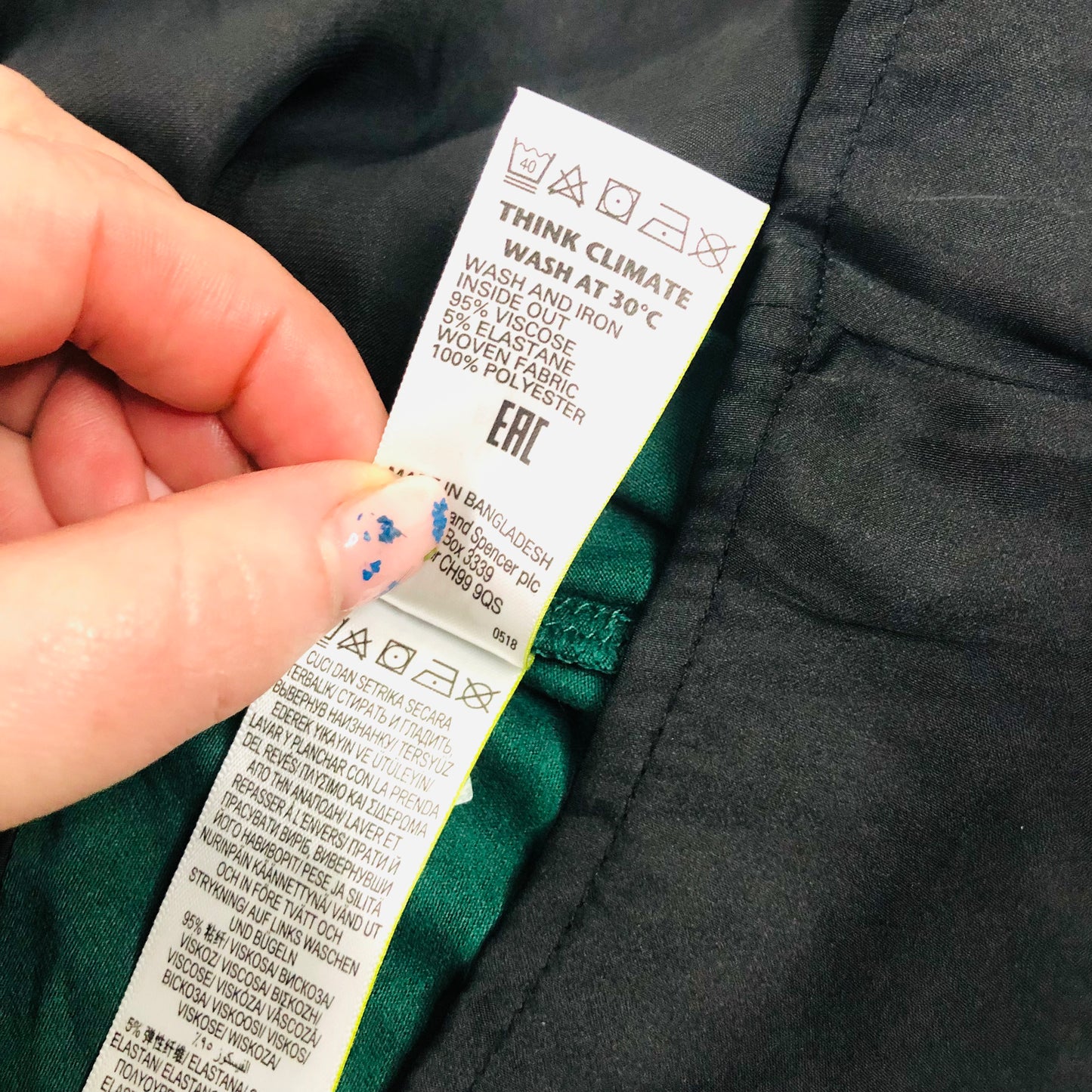 M&S Collection Top Longline Size 6 Bottle Green Contrast Black Hem  RRP £25 NEW