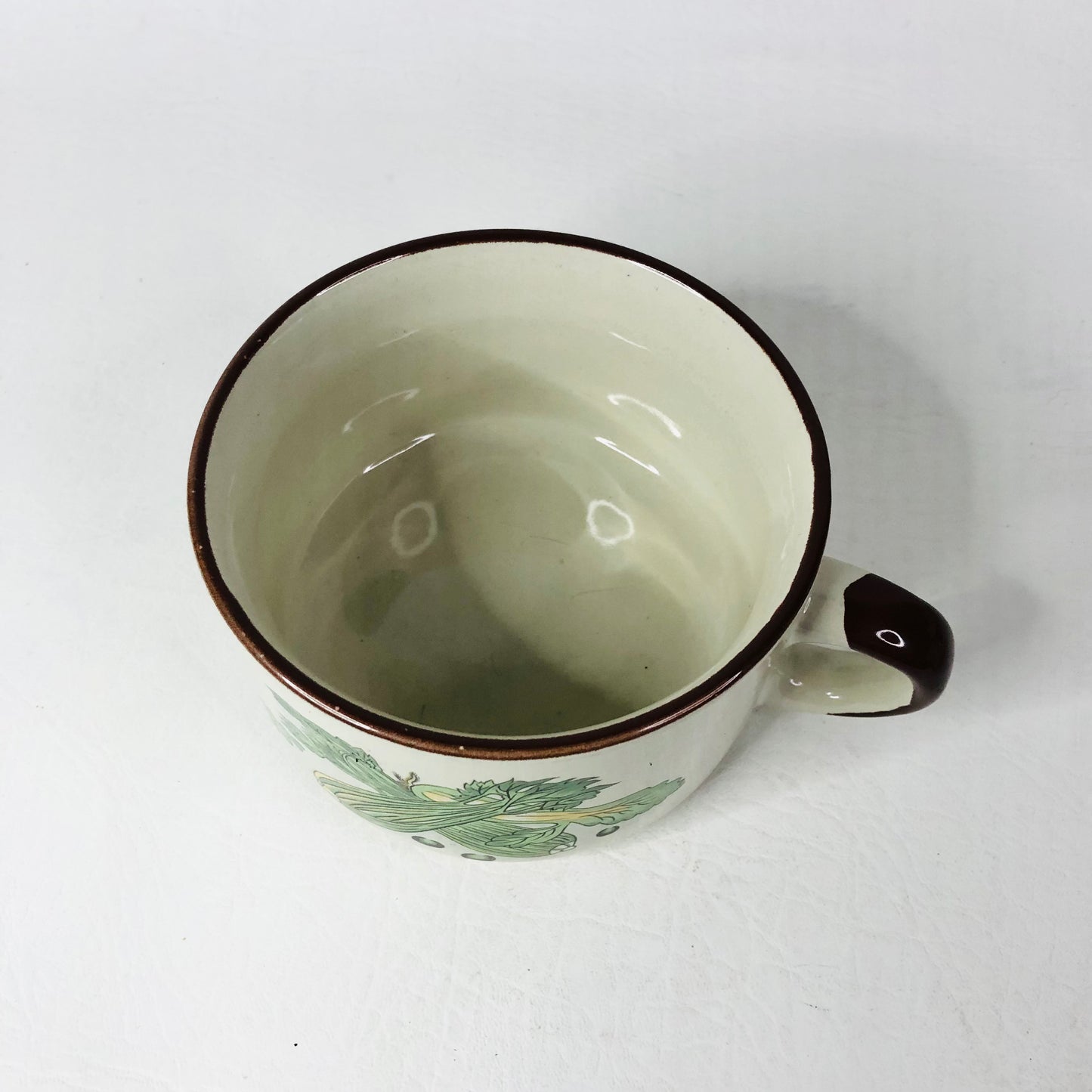 Set of 3 Retro 1970s Soup Cups Bowls Garden Vegetable Motif Brown Trim Esso/Shell Promotion