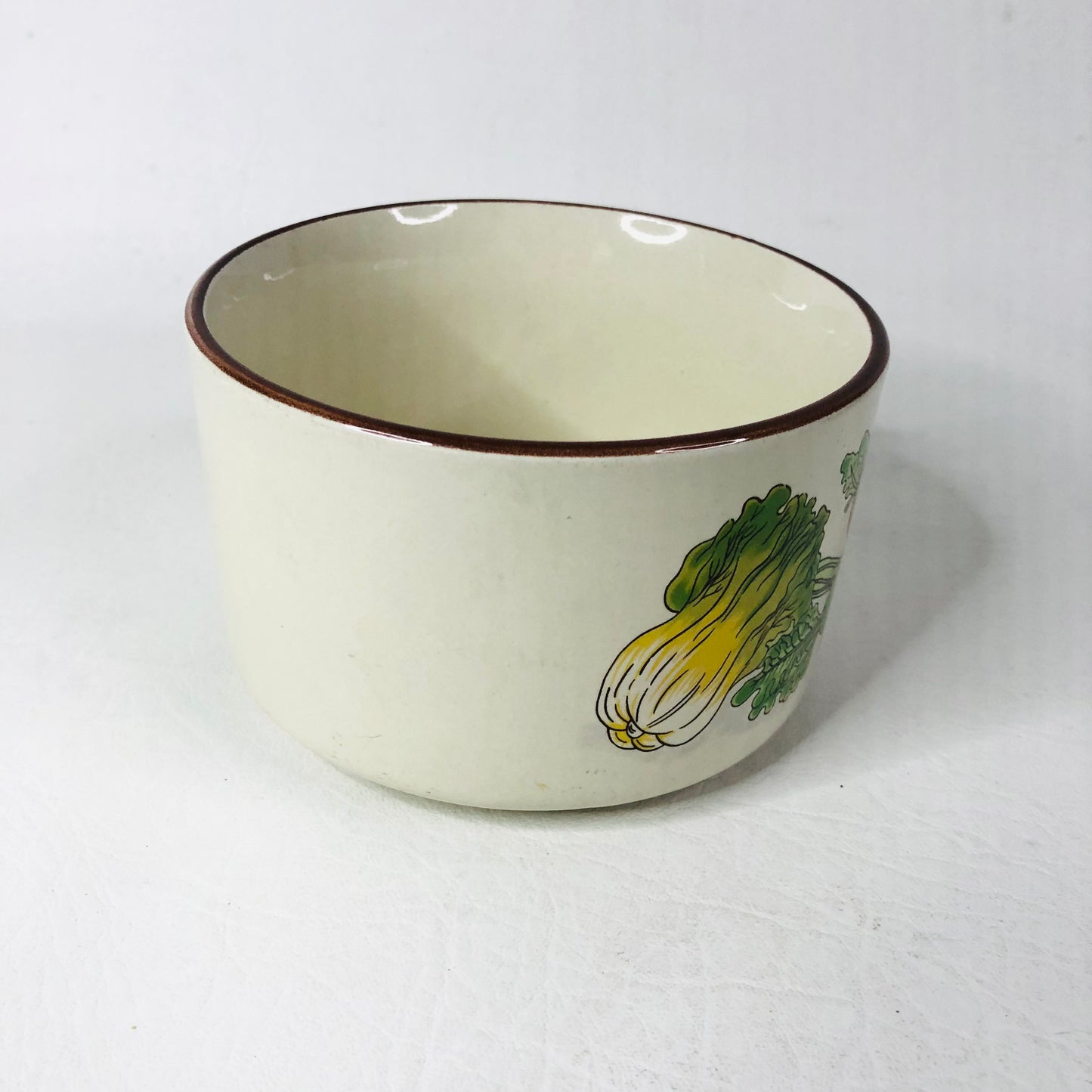 Set of 3 Retro 1970s Soup Cups Bowls Garden Vegetable Motif Brown Trim Esso/Shell Promotion