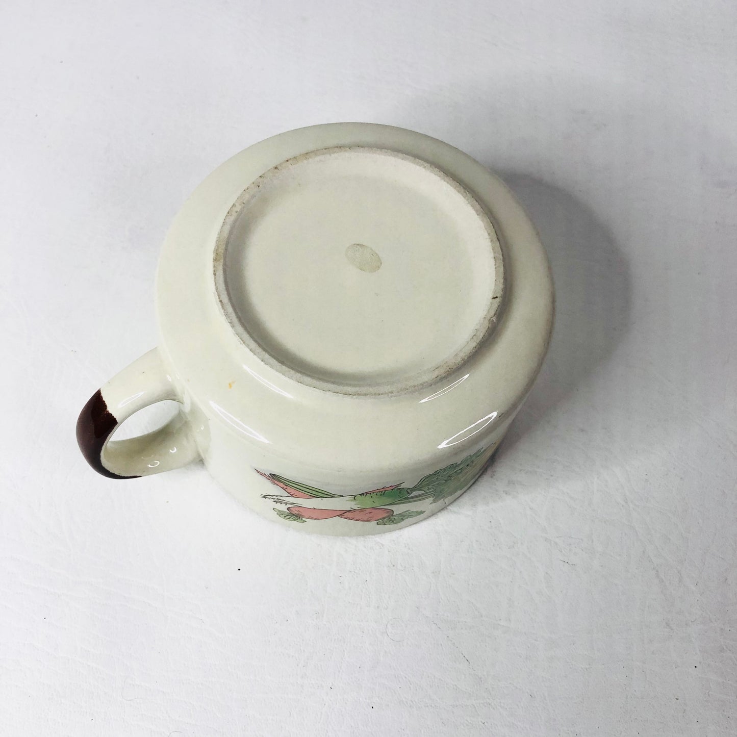 Set of 3 Retro 1970s Soup Cups Bowls Garden Vegetable Motif Brown Trim Esso/Shell Promotion