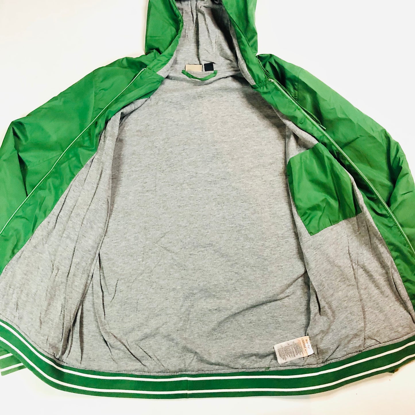Livergy Green Windbreaker Zip-Up Hoodie Jacket with Stripe Trim Size 40 (Large)