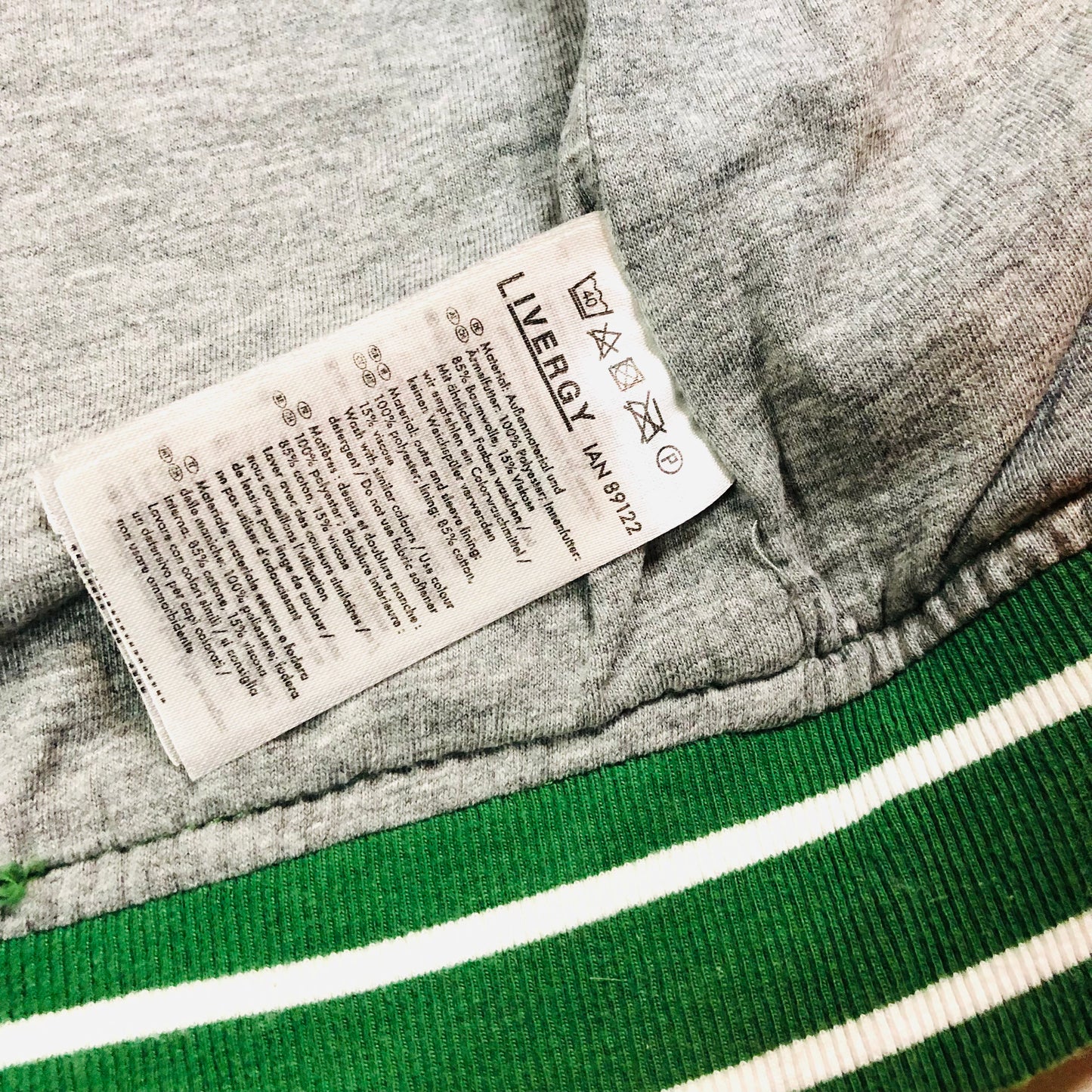 Livergy Green Windbreaker Zip-Up Hoodie Jacket with Stripe Trim Size 40 (Large)
