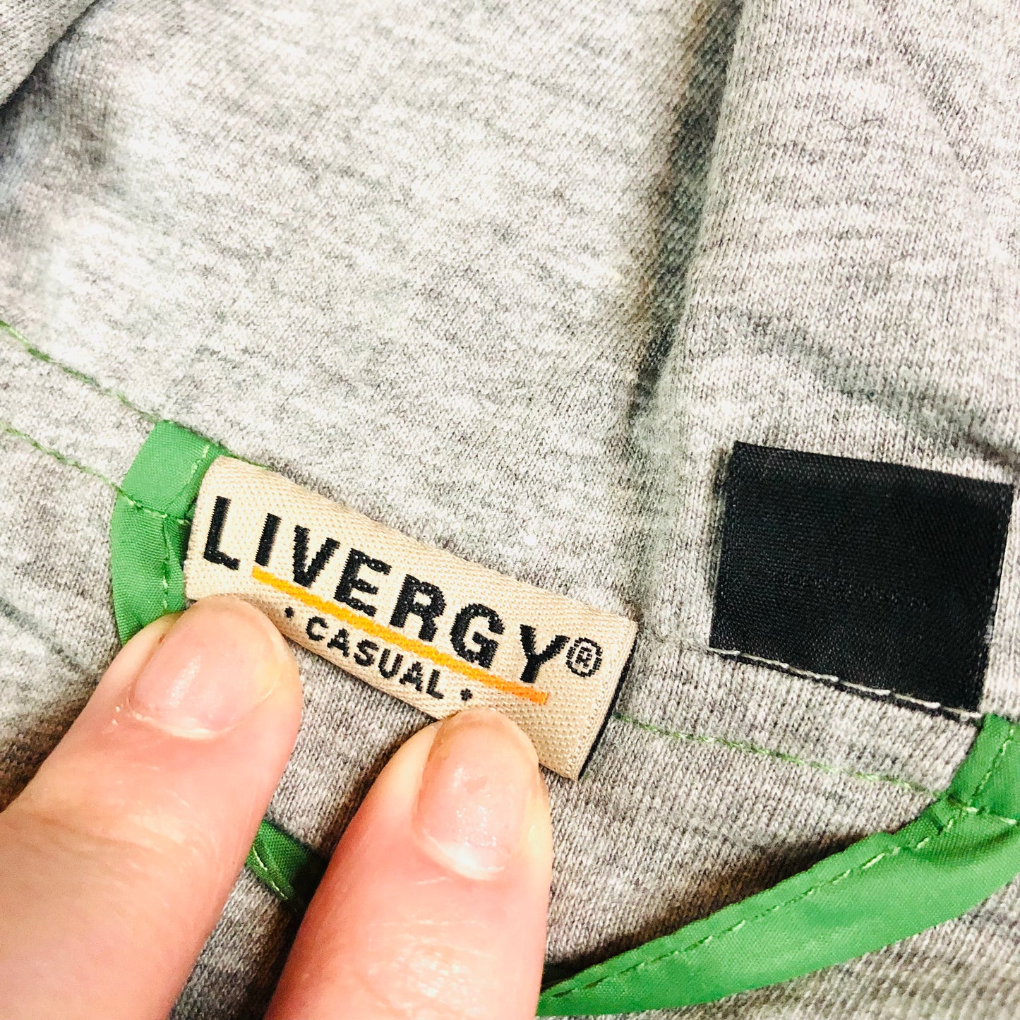 Livergy Green Windbreaker Zip-Up Hoodie Jacket with Stripe Trim Size 40 (Large)