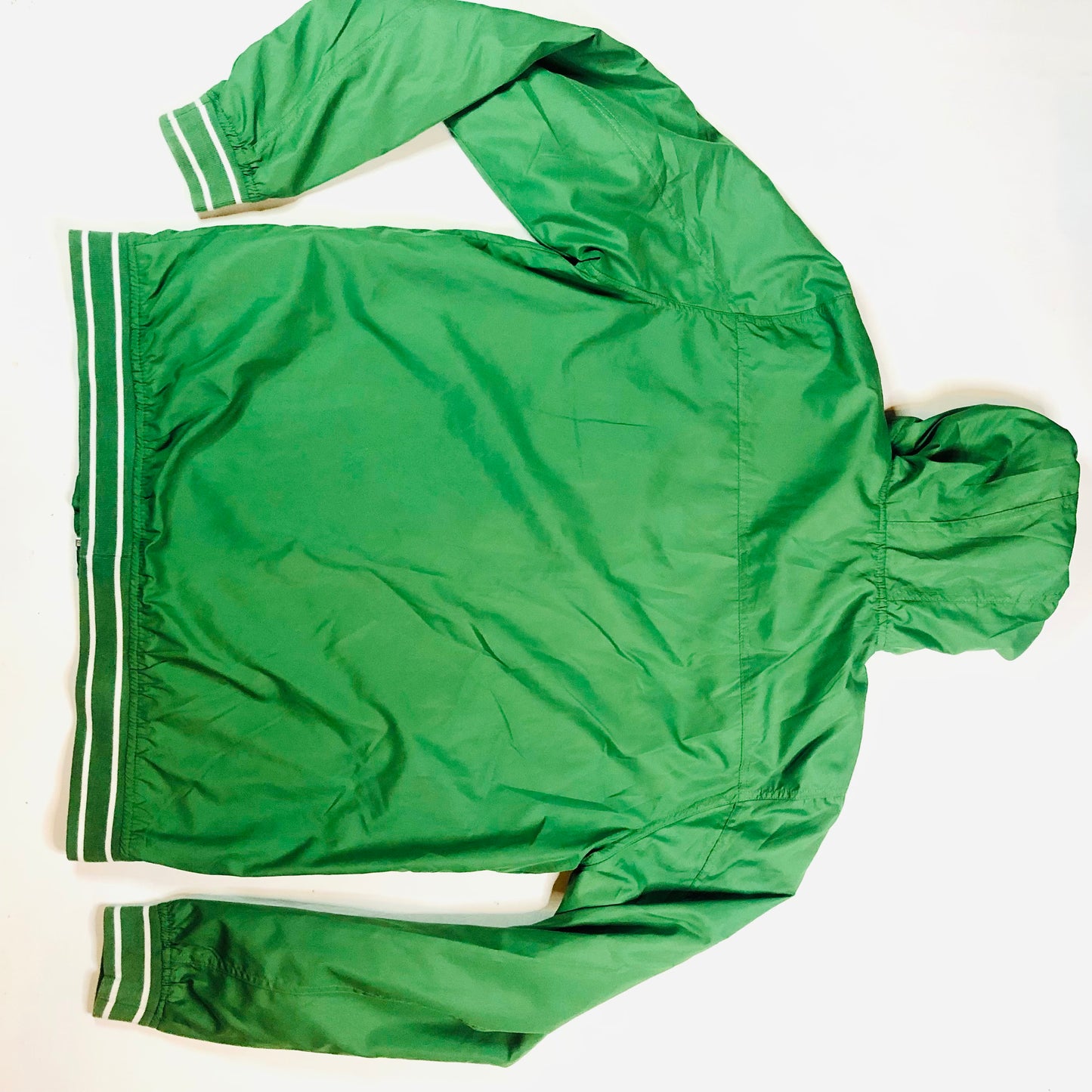 Livergy Green Windbreaker Zip-Up Hoodie Jacket with Stripe Trim Size 40 (Large)
