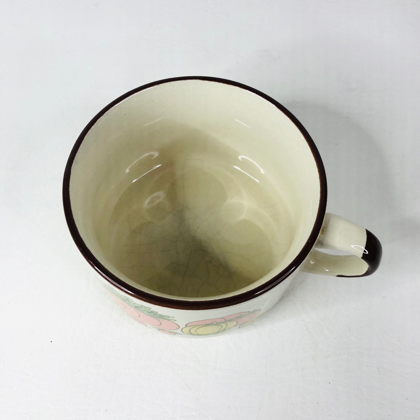 Set of 3 Retro 1970s Soup Cups Bowls Garden Vegetable Motif Brown Trim Esso/Shell Promotion