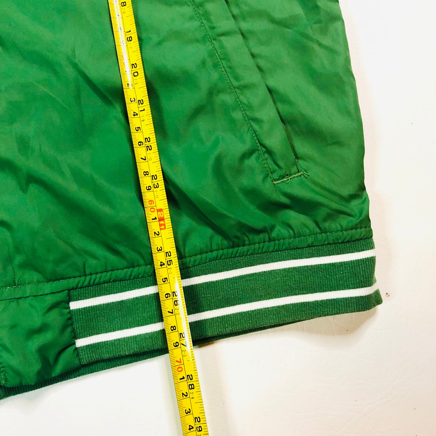Livergy Green Windbreaker Zip-Up Hoodie Jacket with Stripe Trim Size 40 (Large)