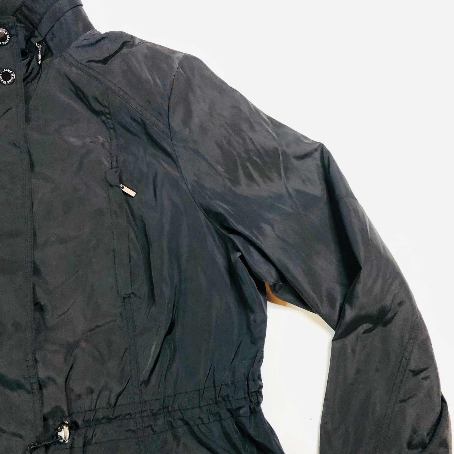 Maine New England Black Lightweight Parka Jacket with Foldaway Hood Size 20