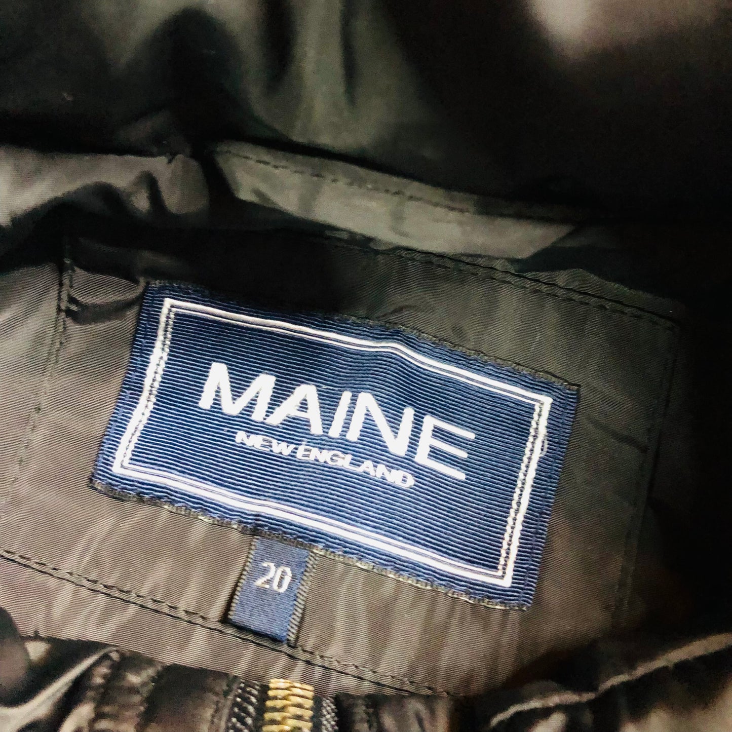 Maine New England Black Lightweight Parka Jacket with Foldaway Hood Size 20