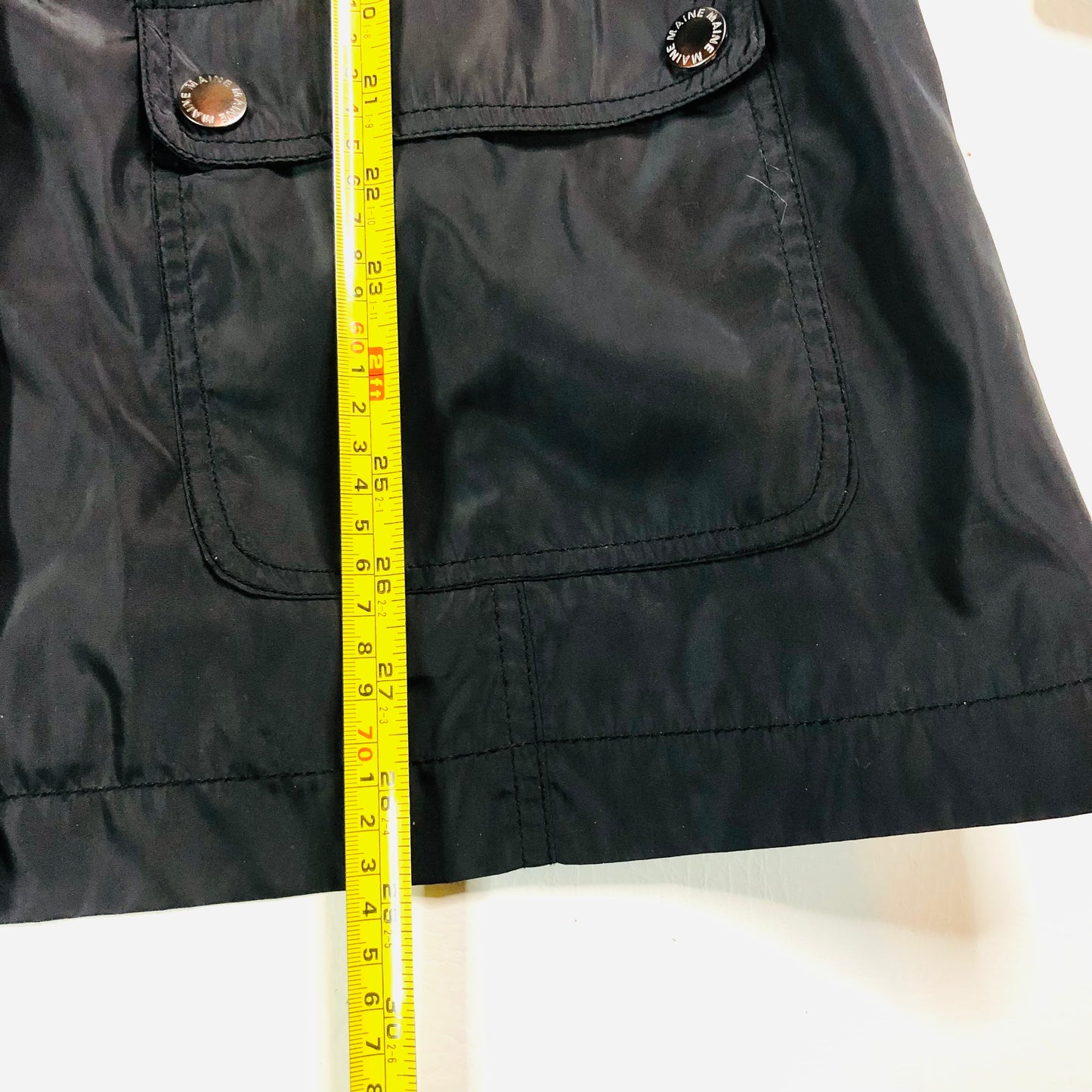 Maine New England Black Lightweight Parka Jacket with Foldaway Hood Size 20