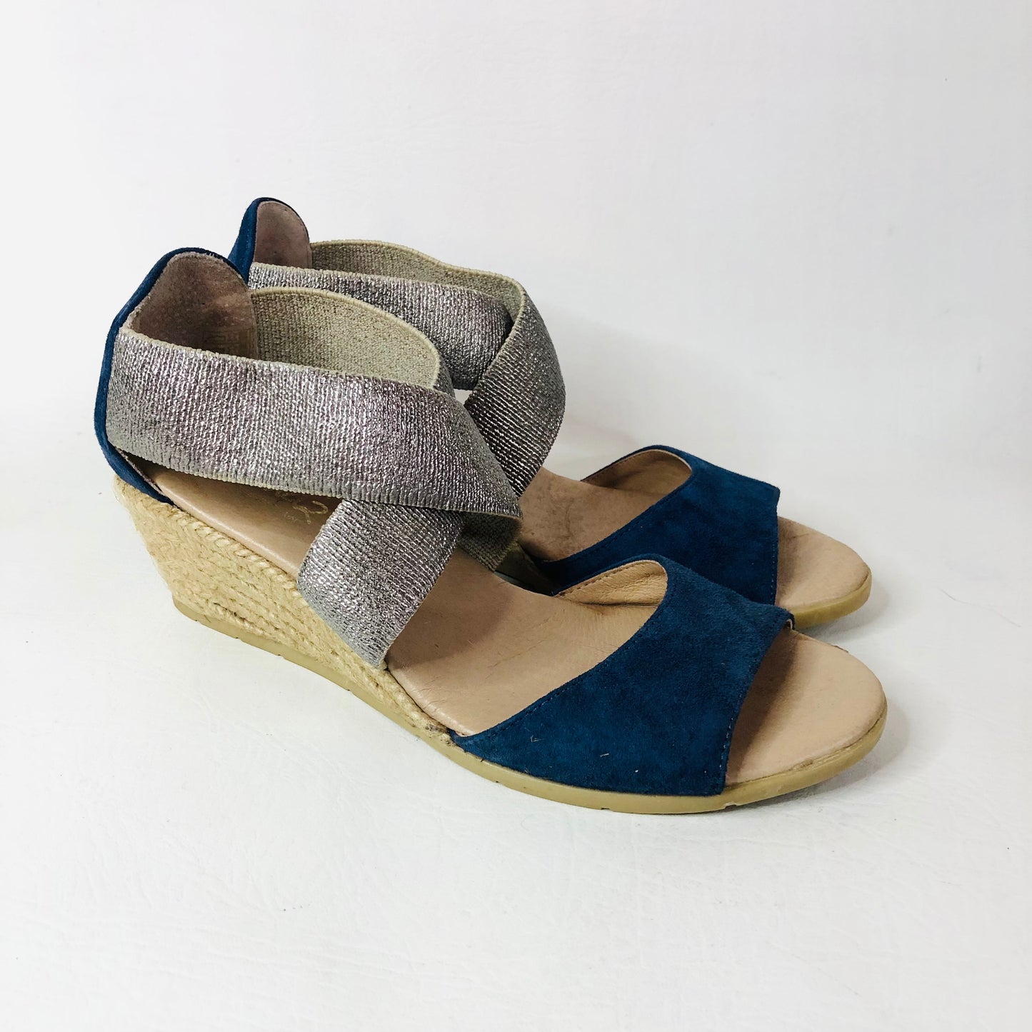 Pinaz Kara Womens Wedge Heel Espadrilles Sandals Navy Blue Size 4 (37)